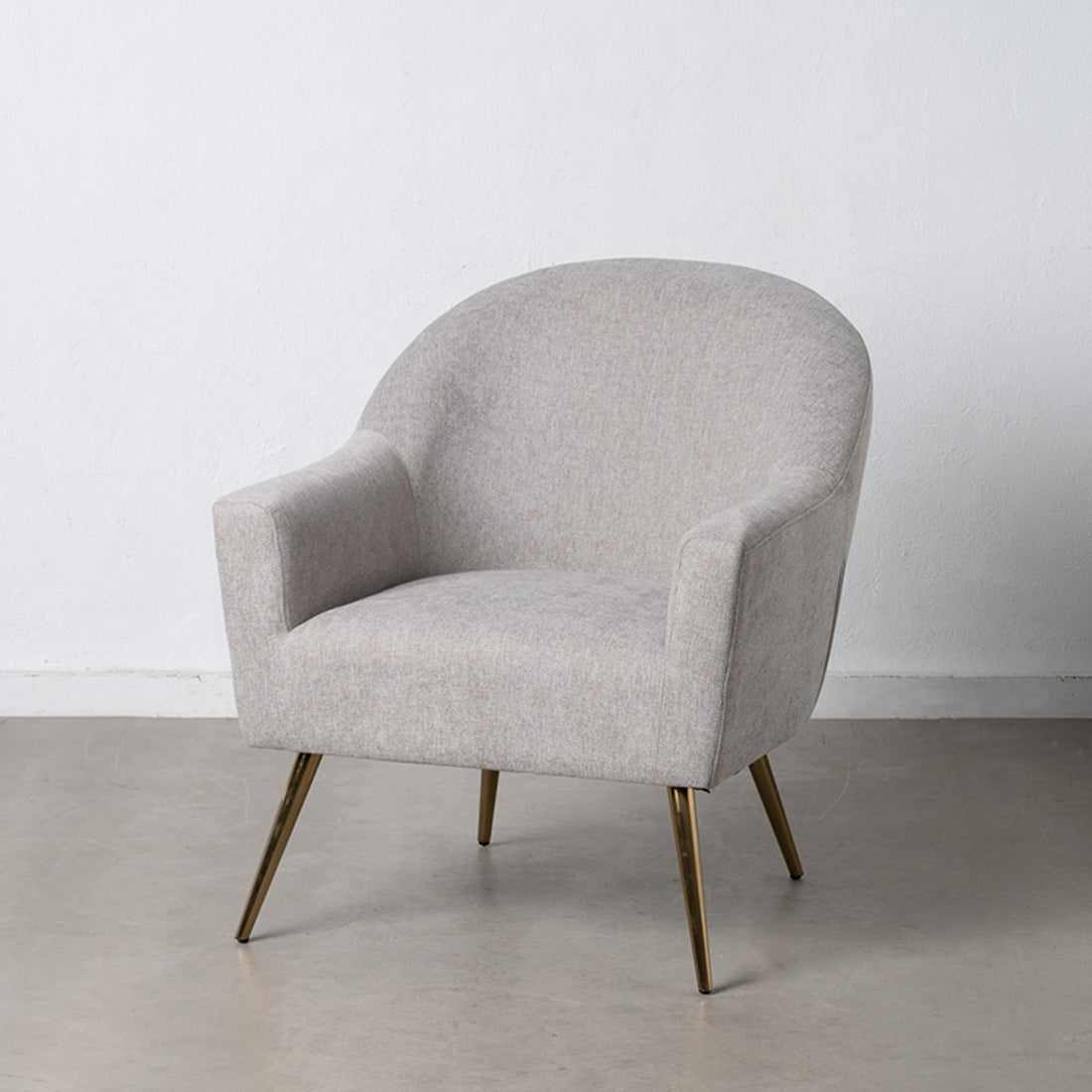 Poltrona Tecido Cinza e Estrutura Metal