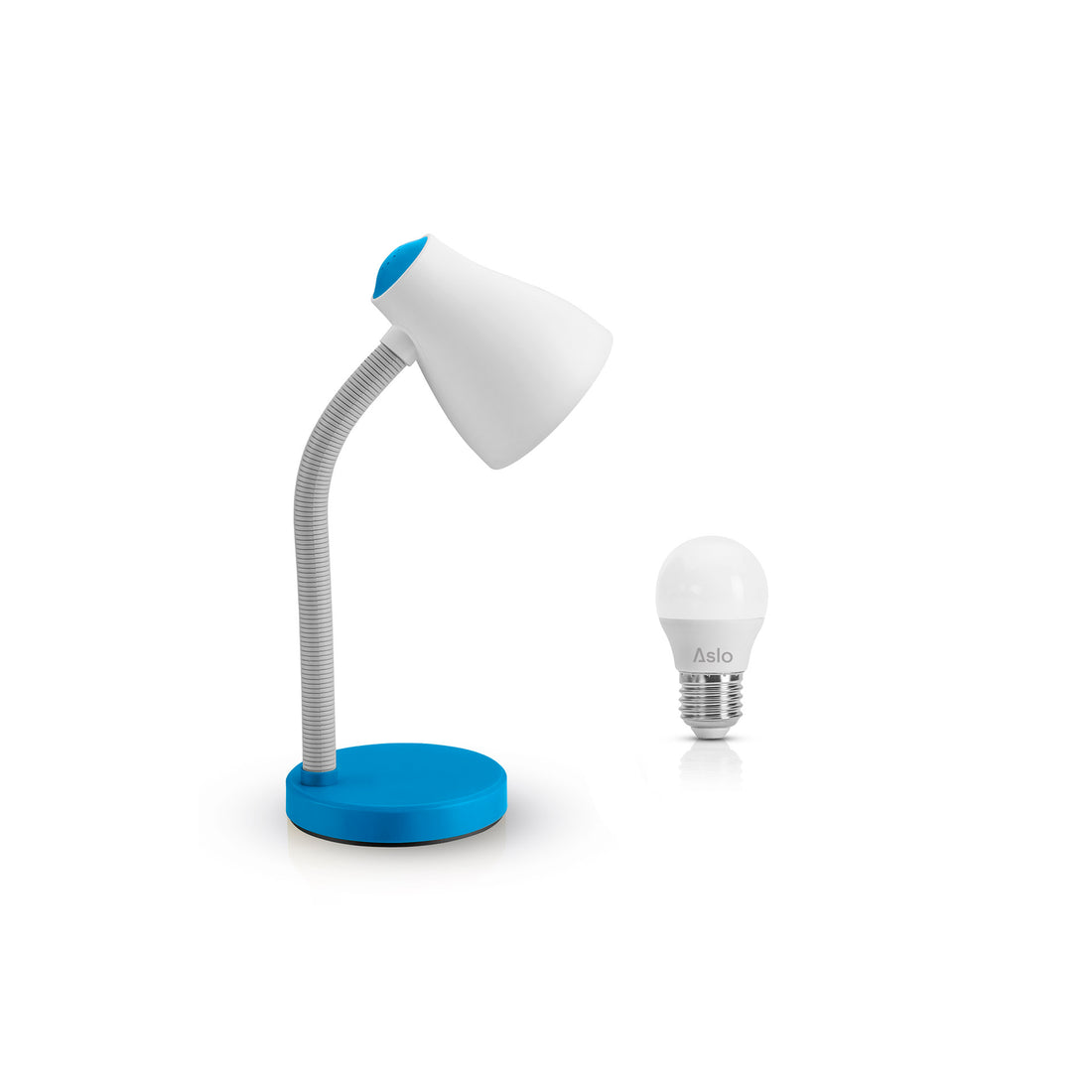 Sobremesa Azul E27 15W con Bombilla Led Esf E27 5W
