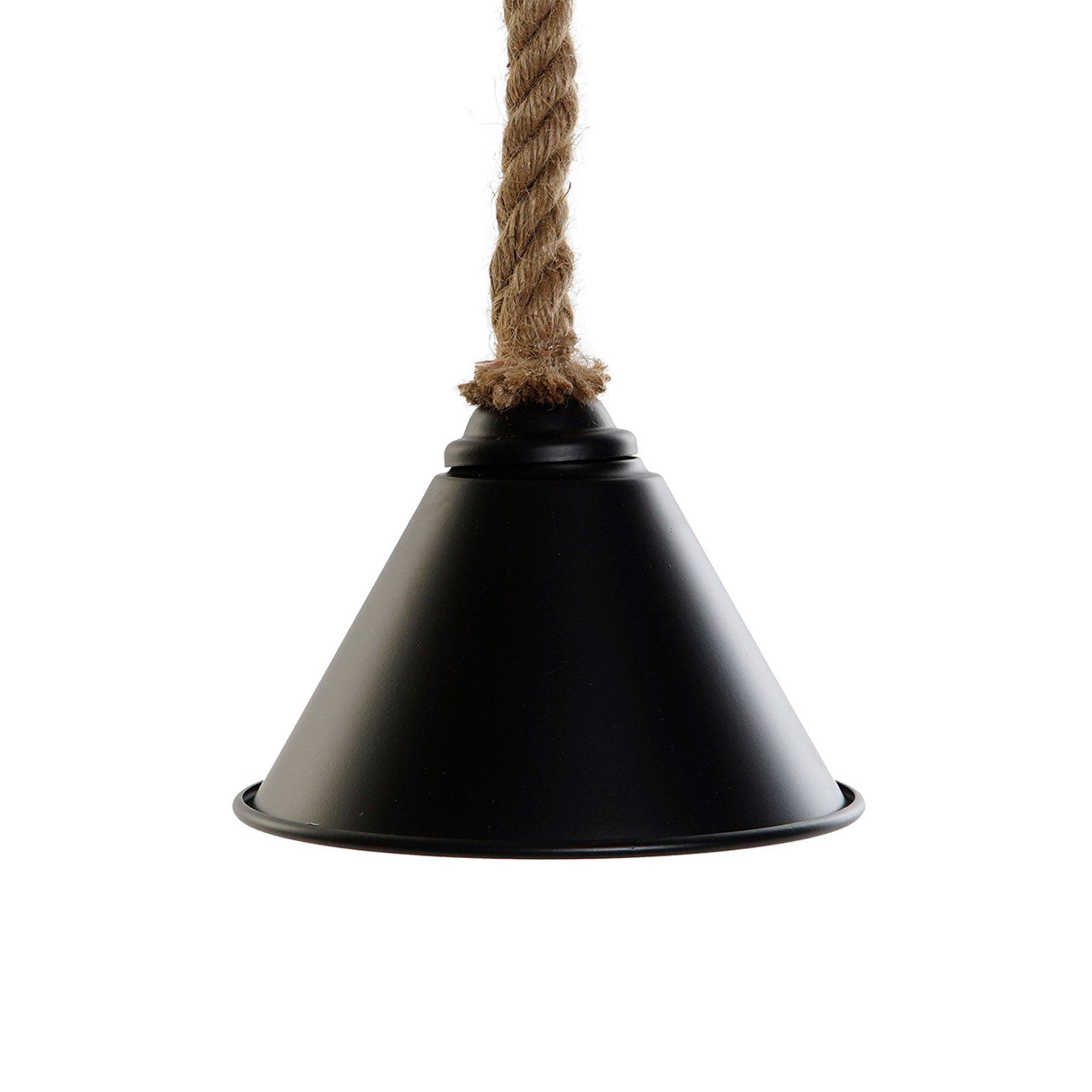 Plafón de metal negro con cuerda