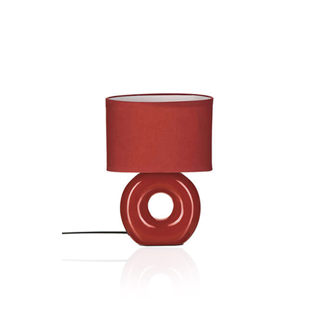 Candeeiro de Mesa em Cerâmica Oval Vermelho