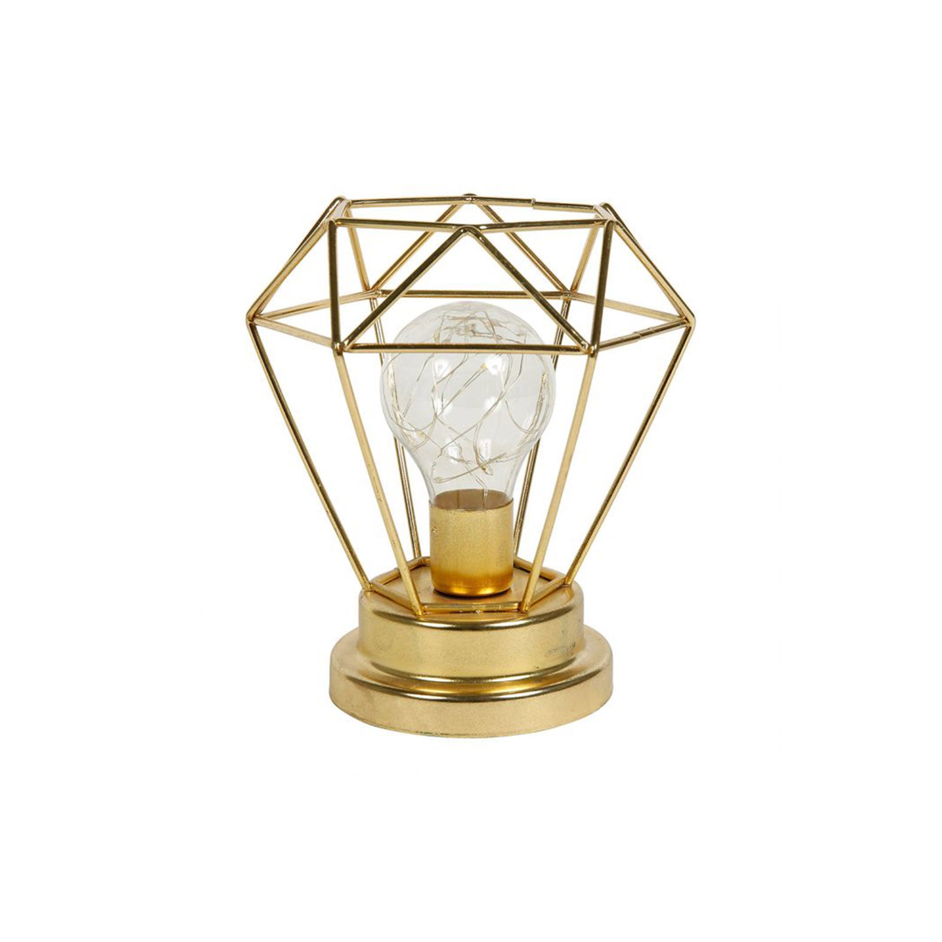 Candeeiro de Mesa Metal Dourado com Lâmpada Átomo
