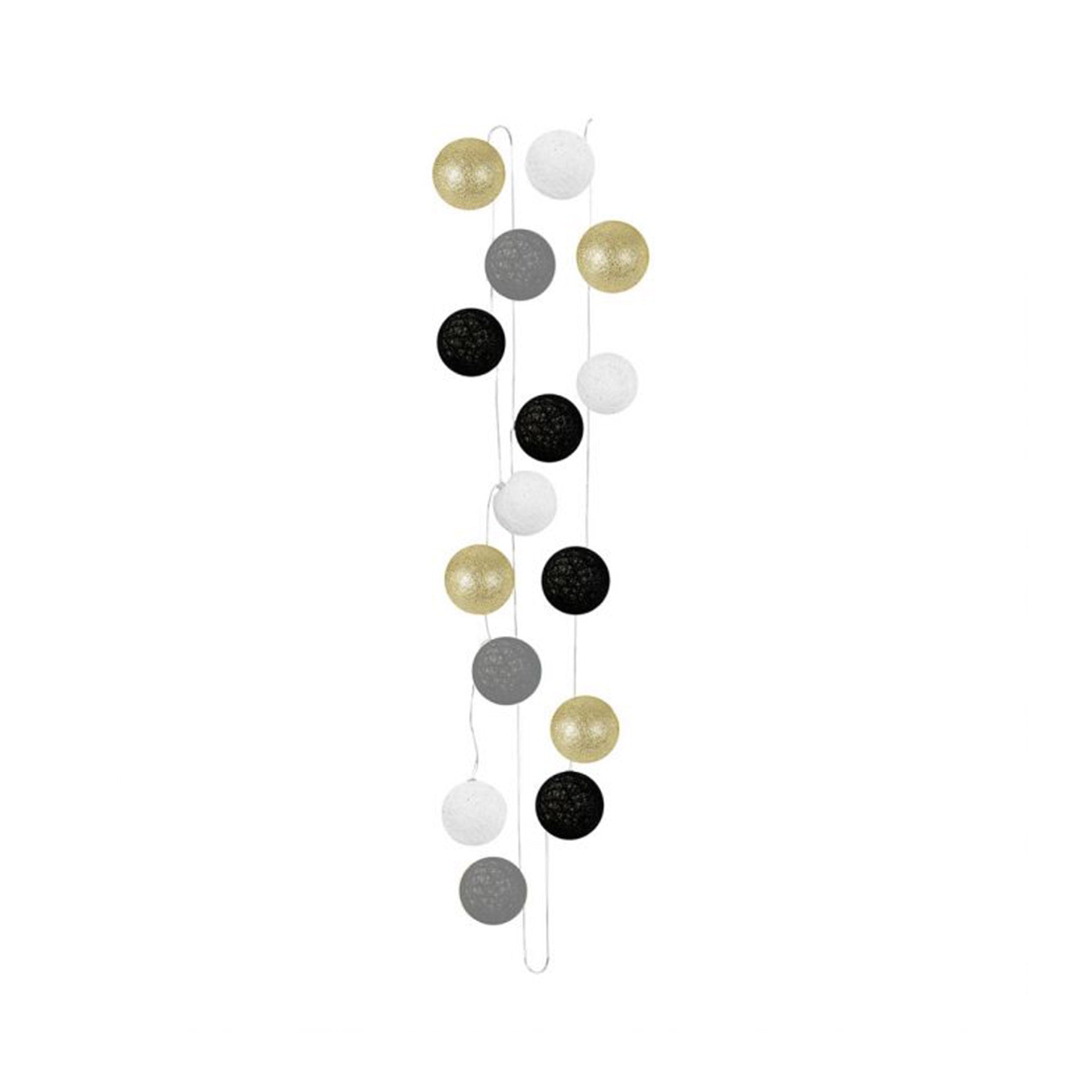 Grinalda 15 Bolas LED Preto/Branco/Cinza/Dourado