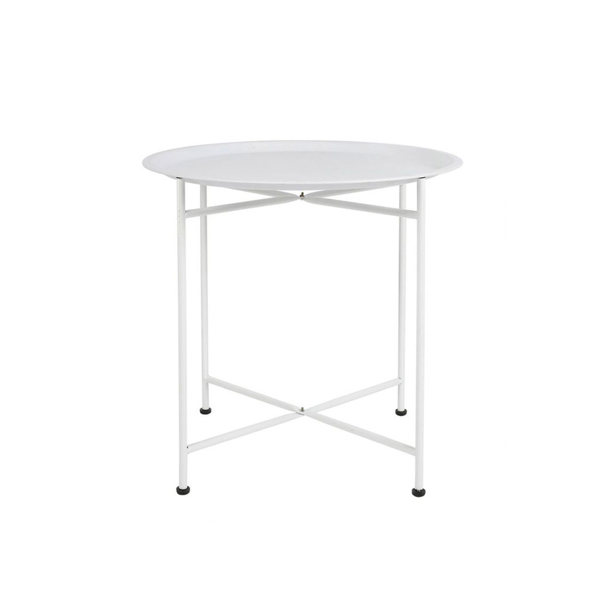 Mesa de Apoio Redonda Metal Branco