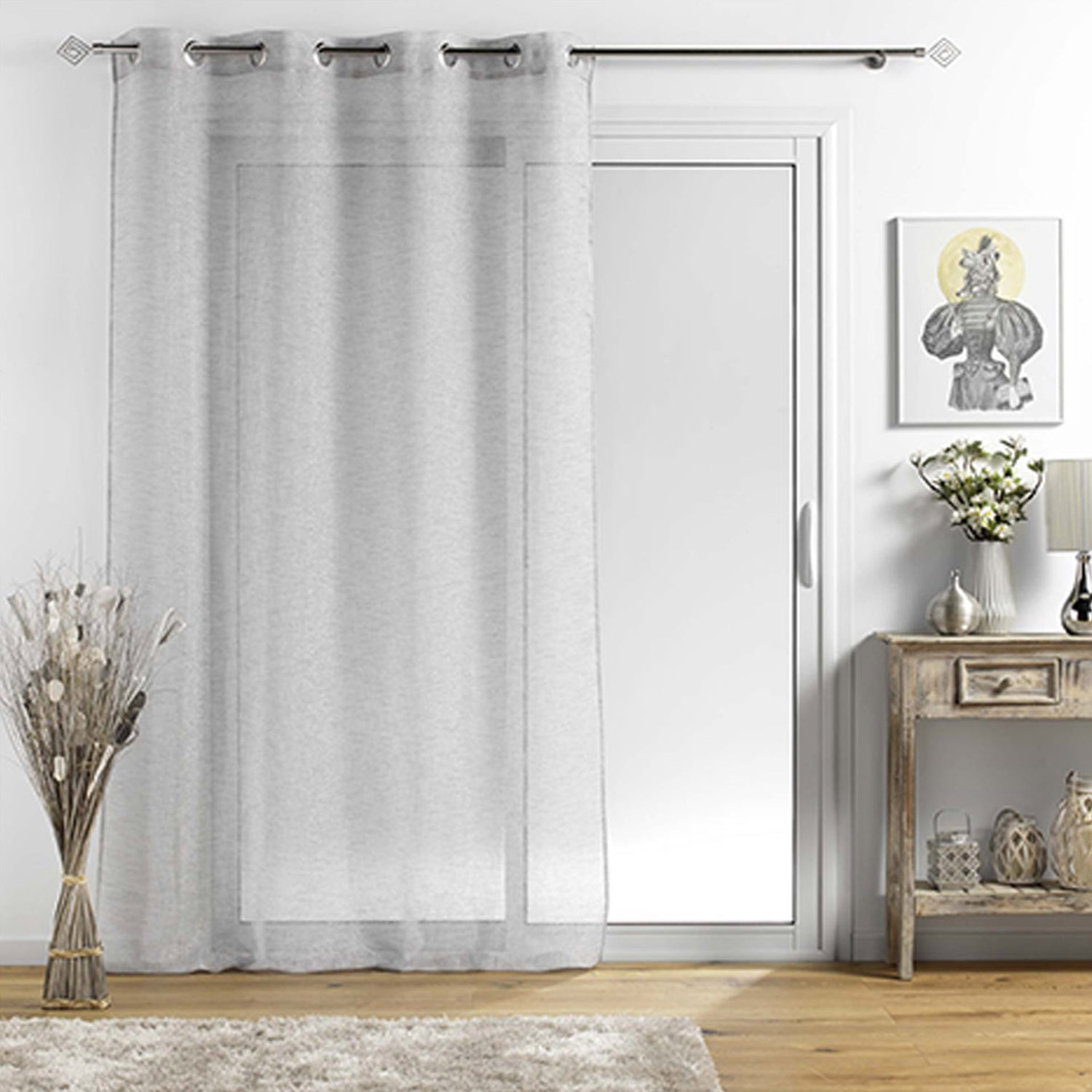 Cortina con Ojales Hilo Metalizado Tejido Sunline Gris/Plata