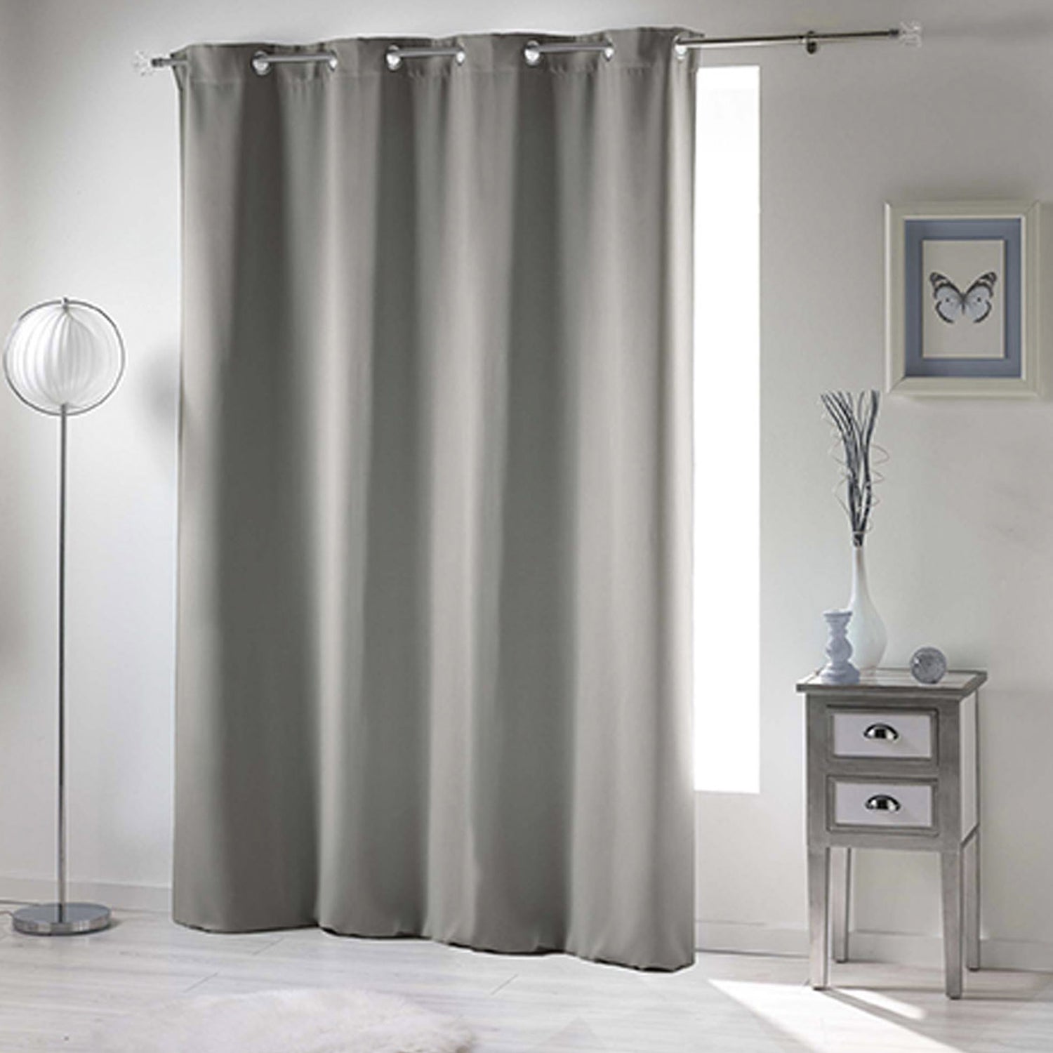 Cortina con Ojales Opaco Liso Gris