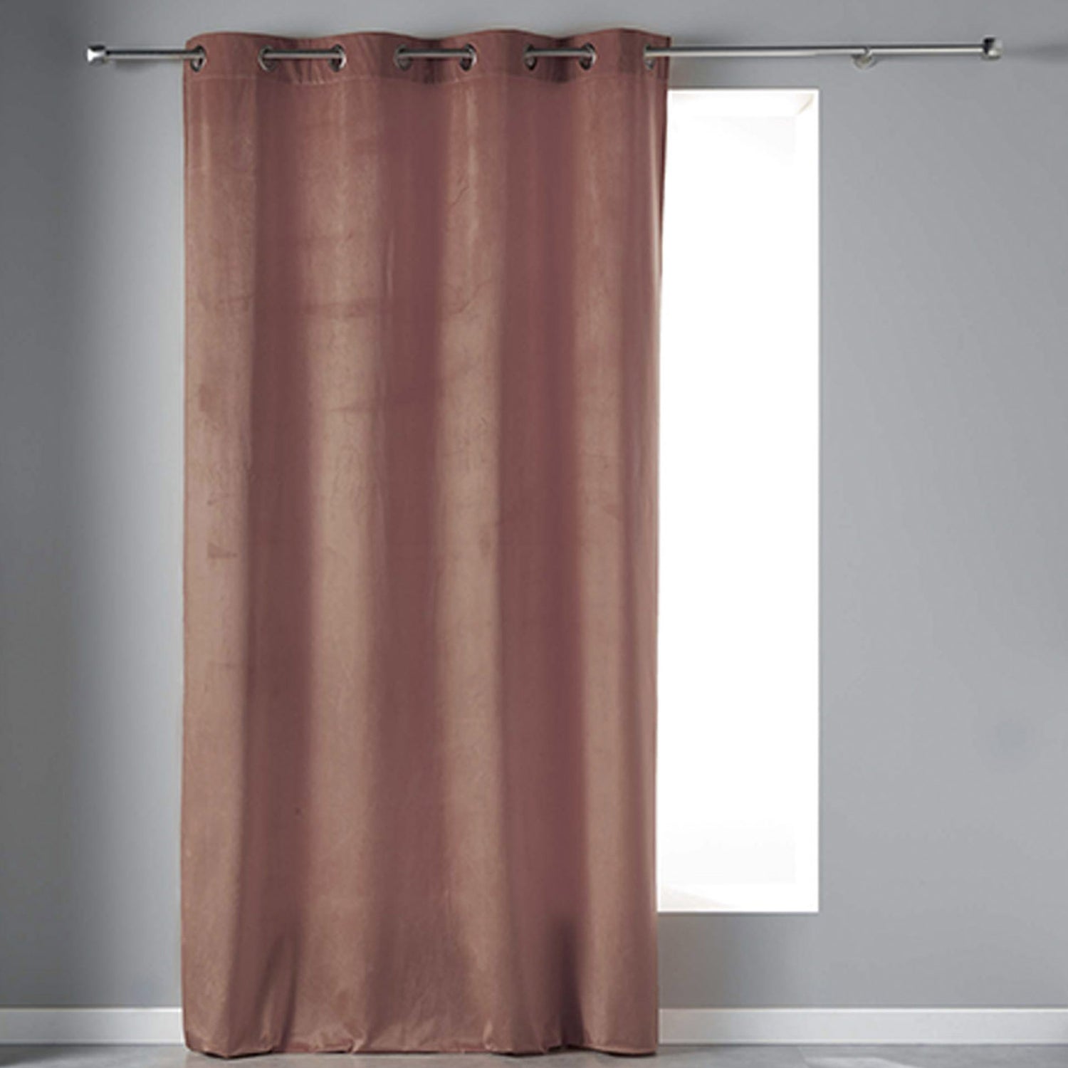 Cortina Ojales Terciopelo Terciopelo Liso Rosa