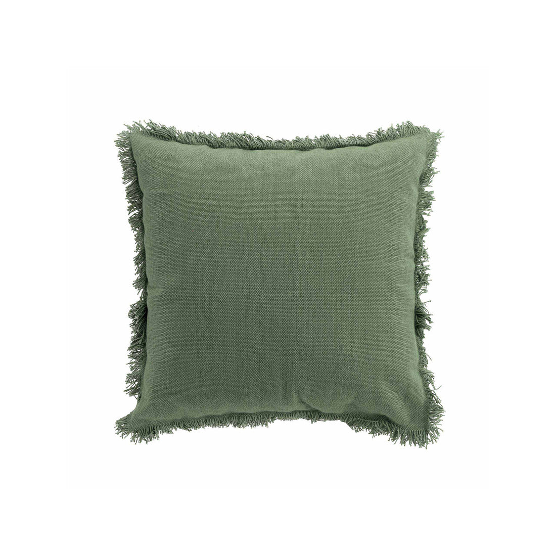Cojín Funda Desenfundable Flecos Algodón Liso Caqui Vanina