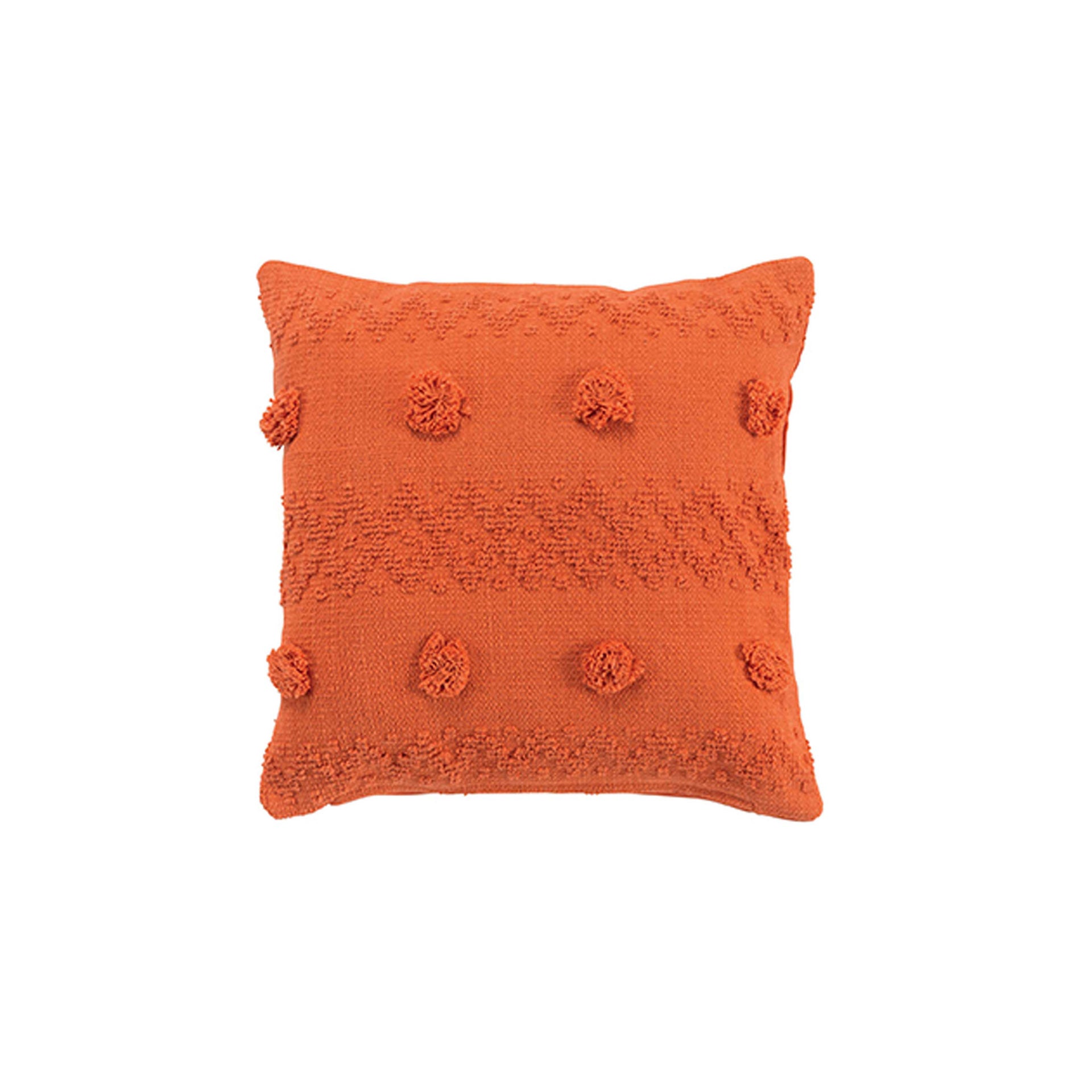 Almofada Capa Removível Pompom Algodão Alenia Laranja