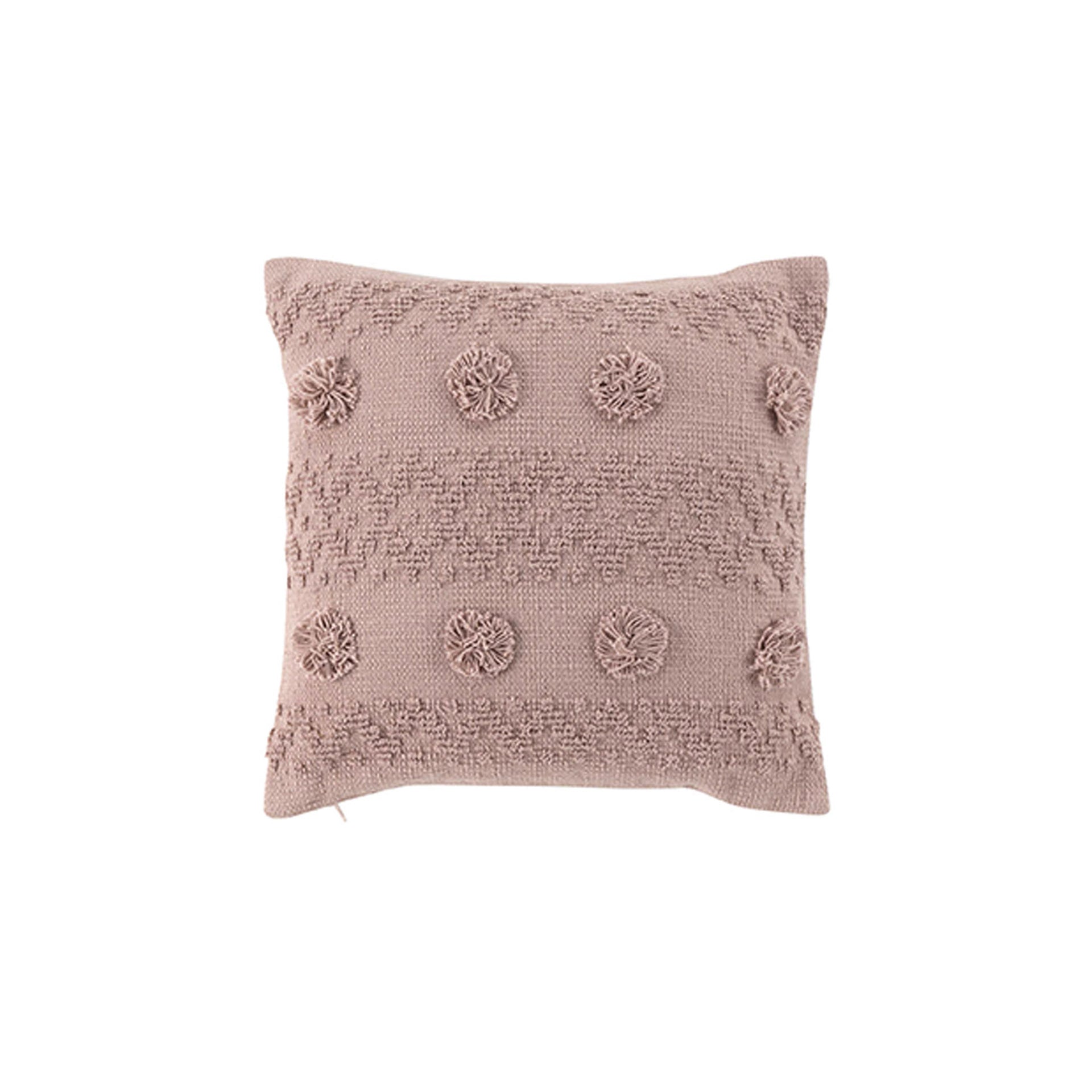 Almofada Capa Removível Pompom Algodão Alenia Rosa