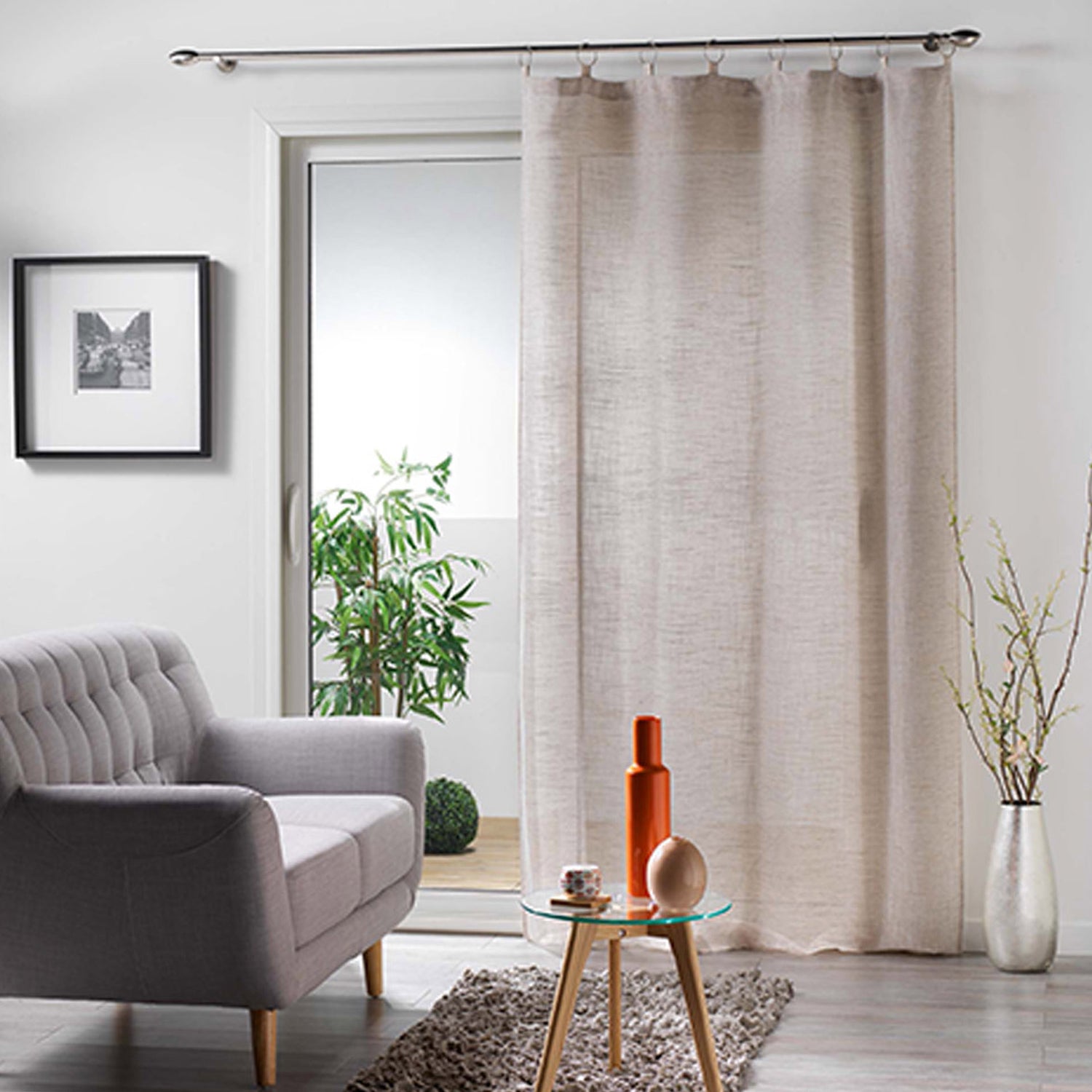 Cortina con Anillas Tejido Voile Milza Beige