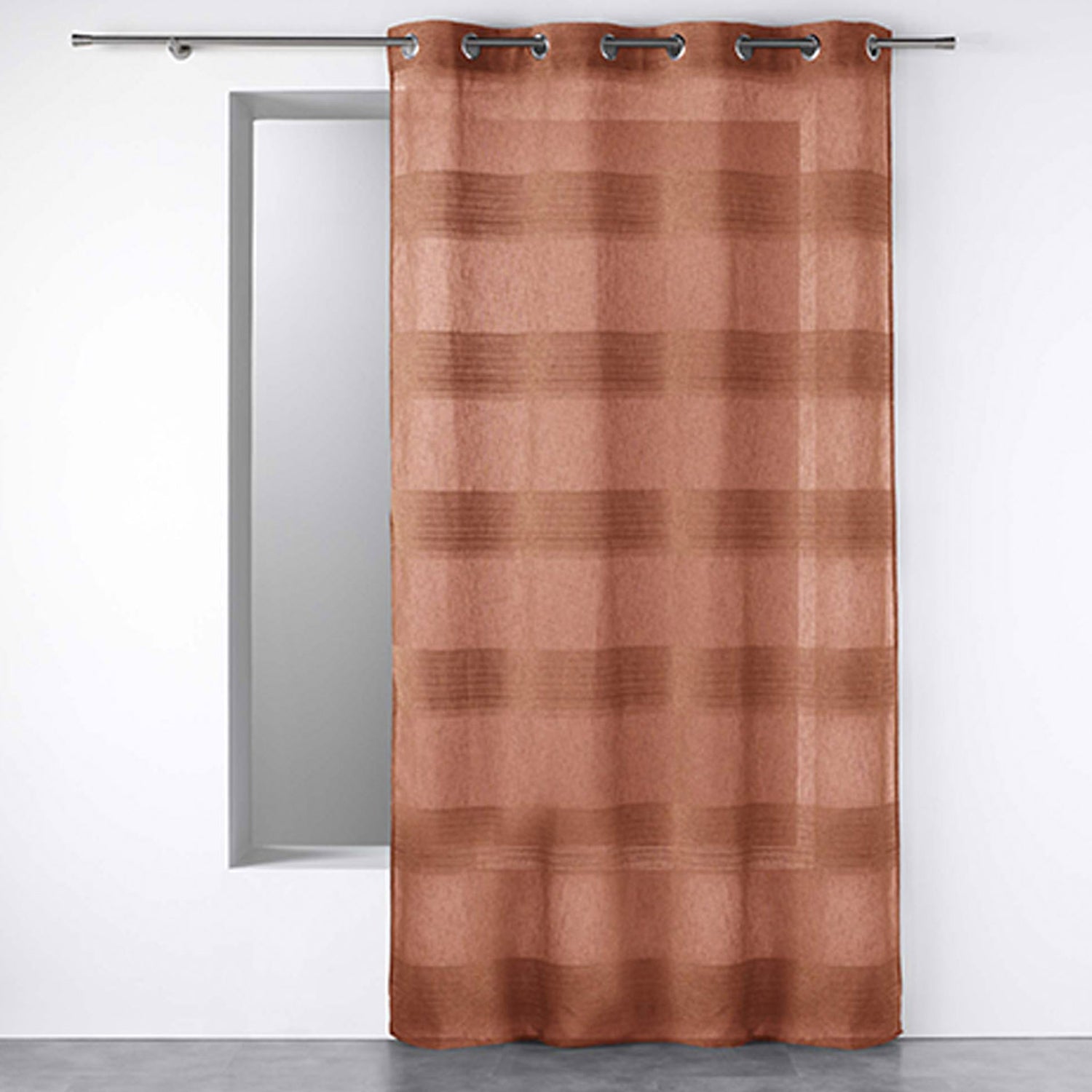 Cortina con Ojales Efecto Lino Chenilla Terraza Terracota