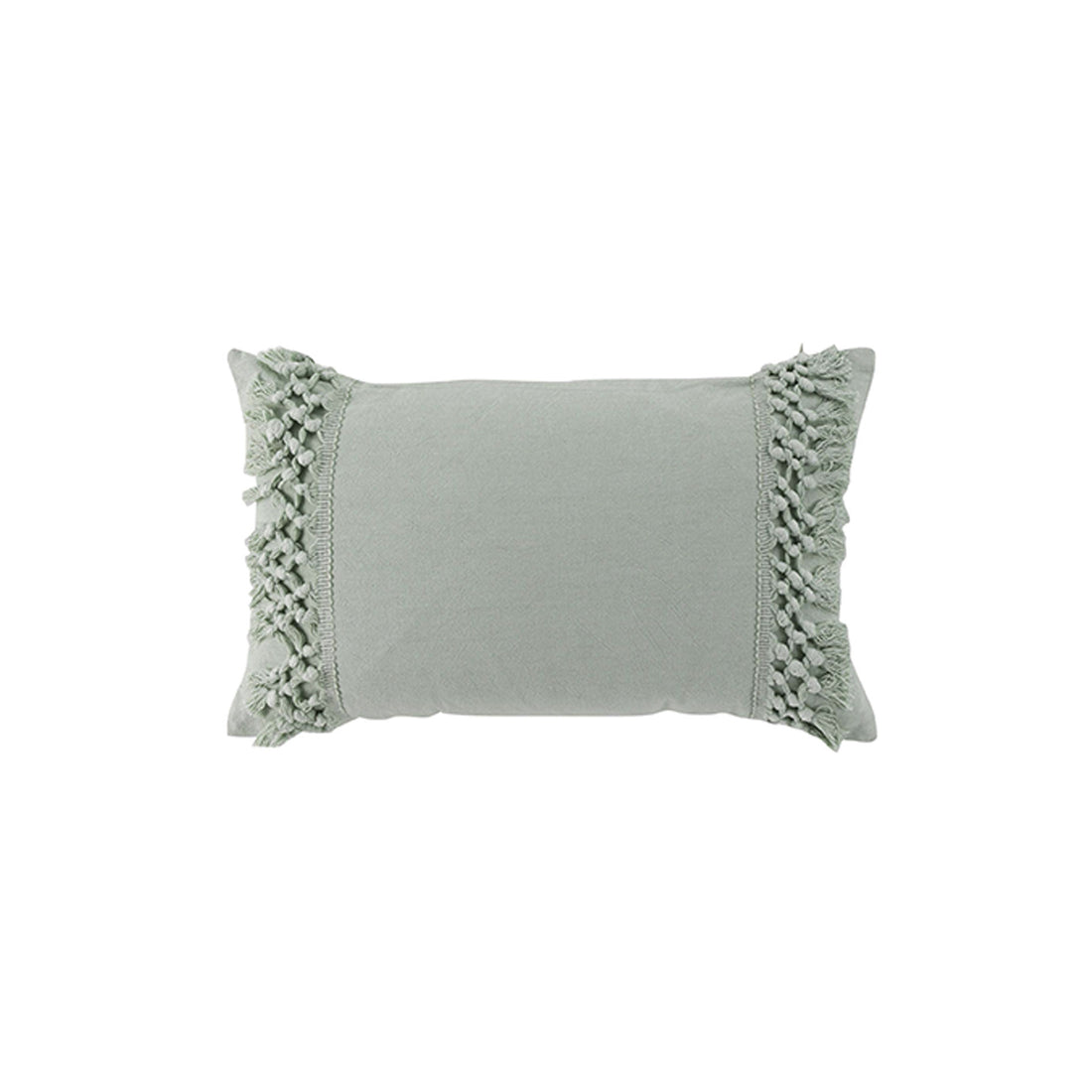 Cojín desenfundable con flecos Salma Algodón Menta