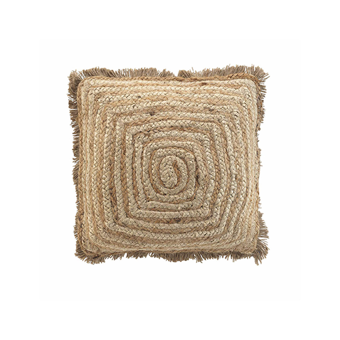 Cojín Funda Desenfundable con Flecos Tournicotti de Yute y Algodón Liso