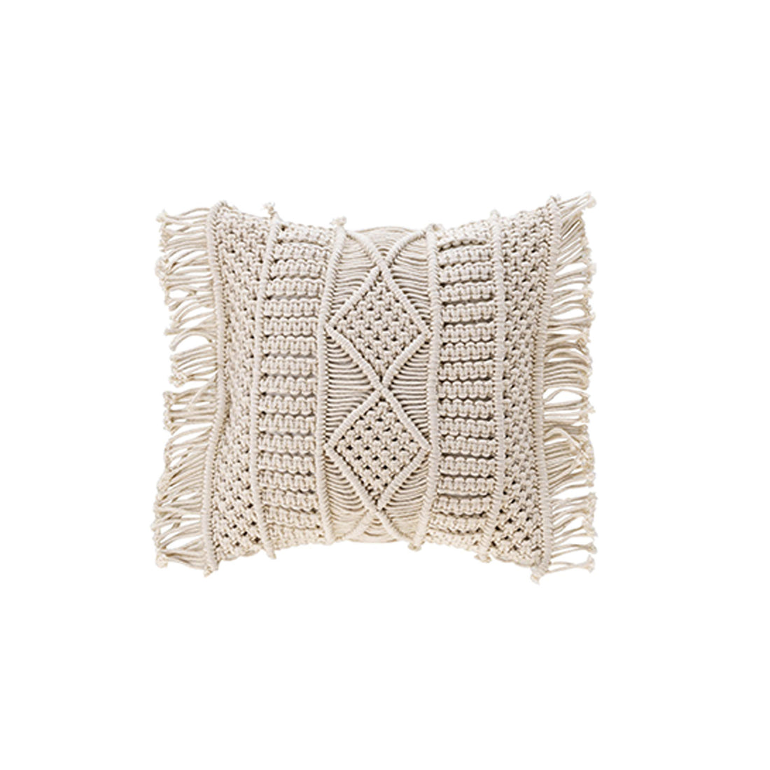 Cojín Funda Desenfundable Con Flecos Algodón Macramé Macralina