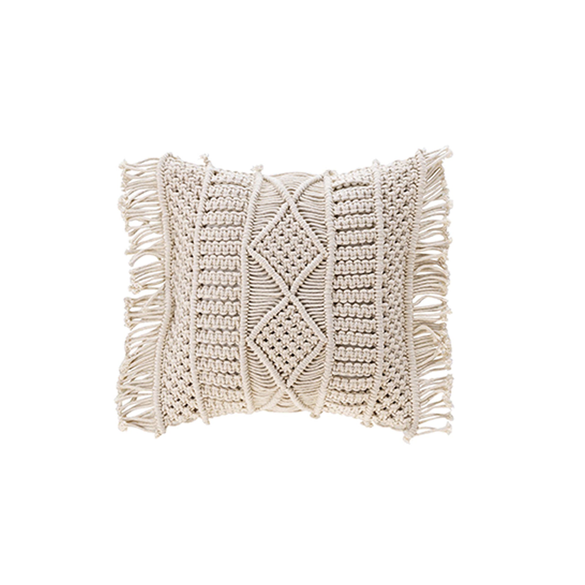 Almofada Capa Removível com Franjas Algodão Macramé Macralina
