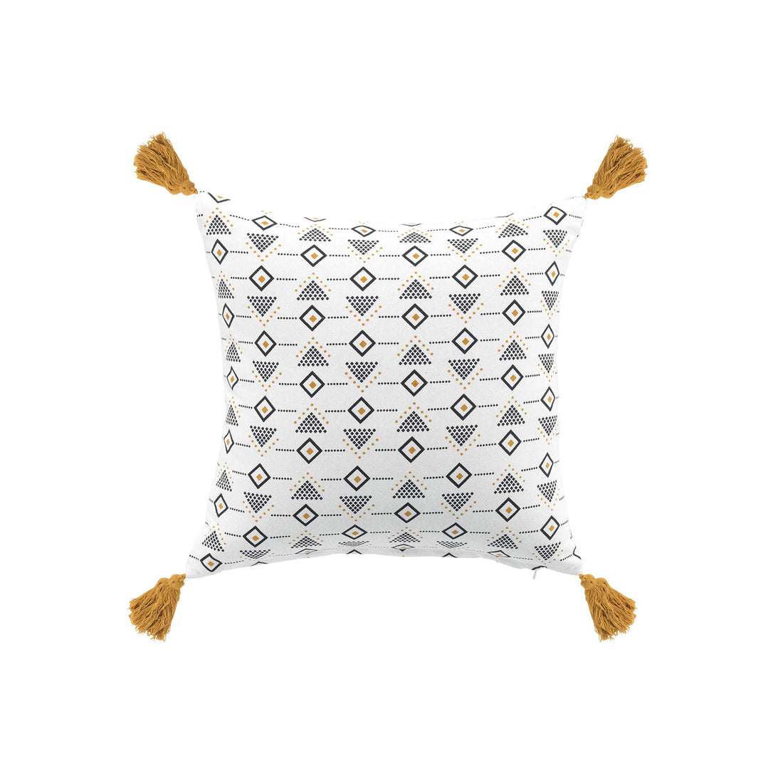 Cojín Pompón Algodón Estampado Letiko Blanco