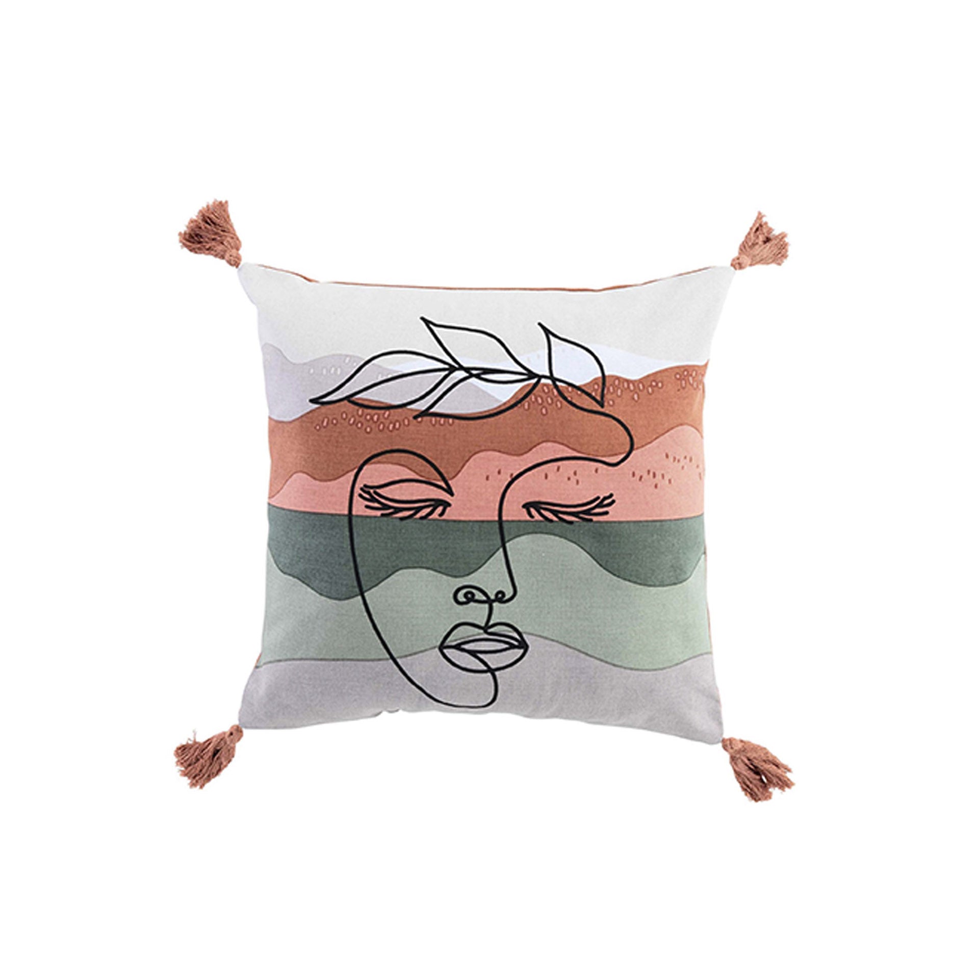 Almofada Pompom Algodão Estampado Siwana
