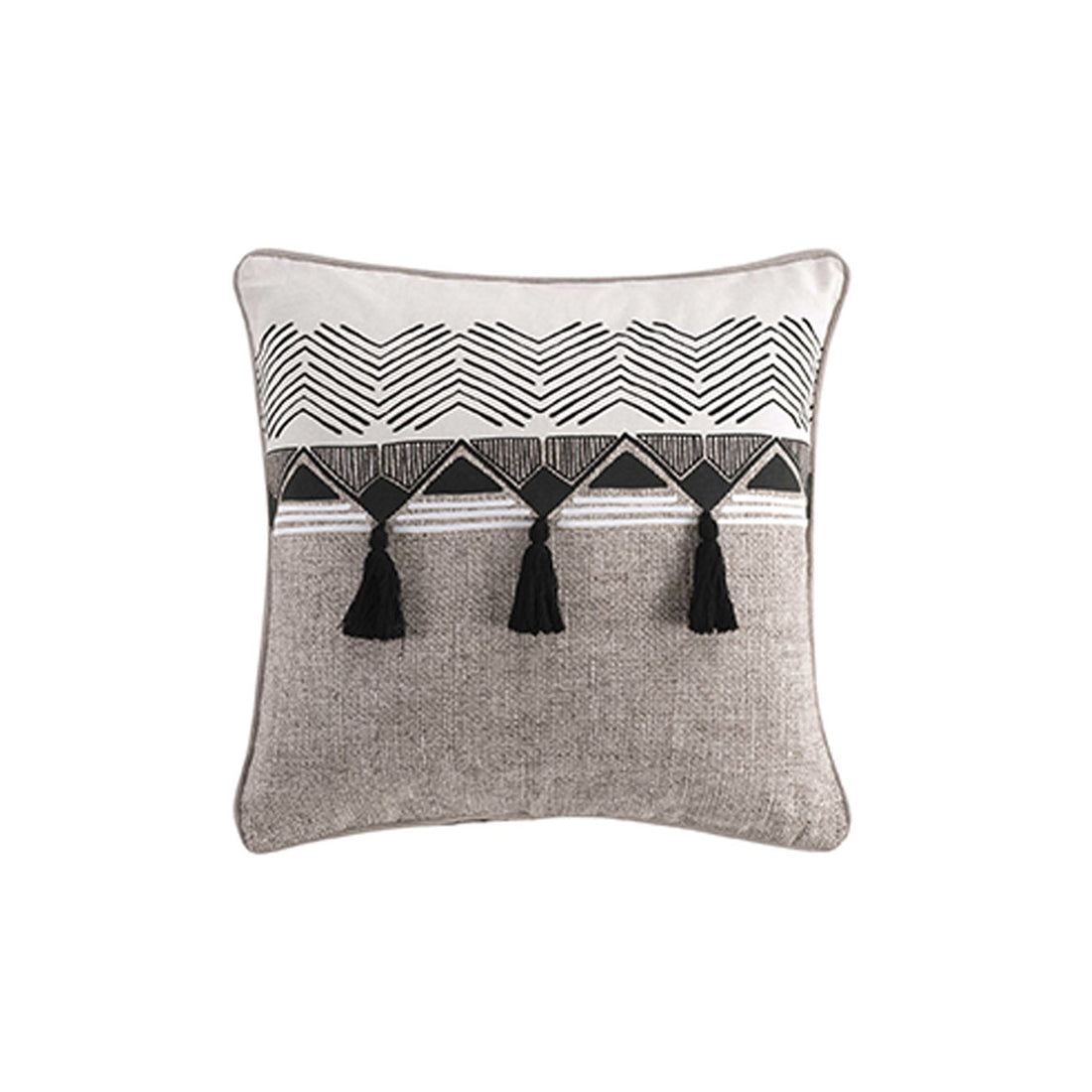 Almofada Capa Removível Pompom Algodão Estampado Kenya