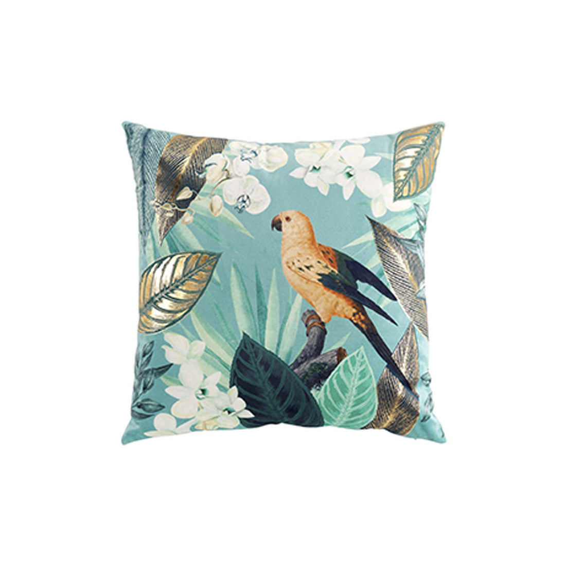 Cojín removible con funda de terciopelo estampado dorado Ringo