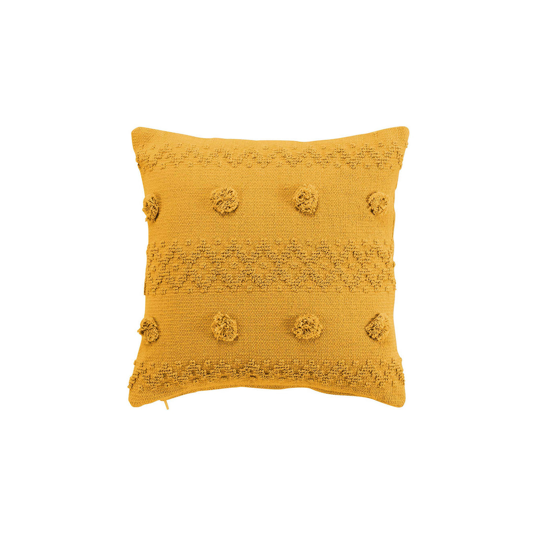 Cojín Funda Desenfundable Pompón Algodón Alenia Amarillo
