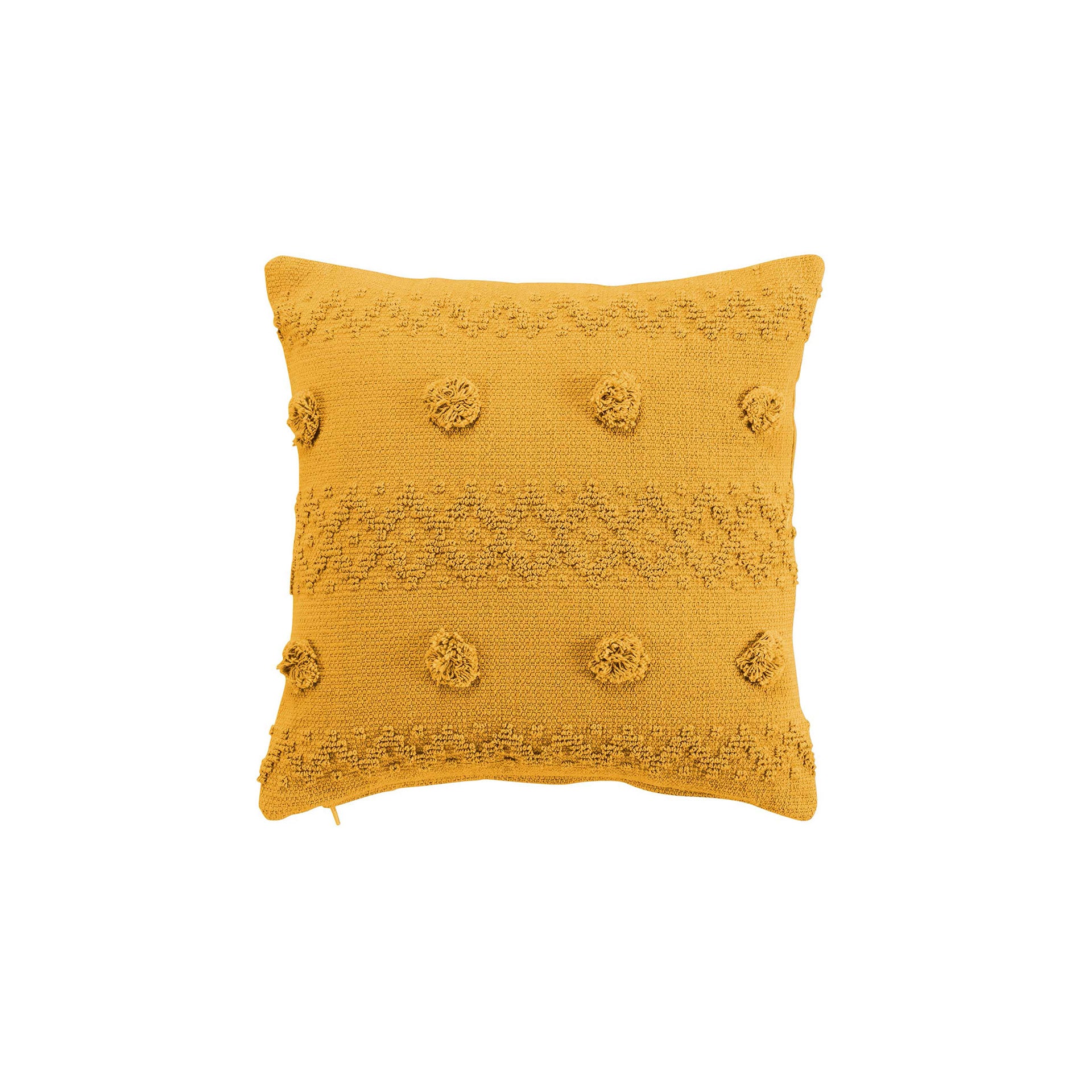 Almofada Capa Removível Pompom Algodão Alenia Amarelo