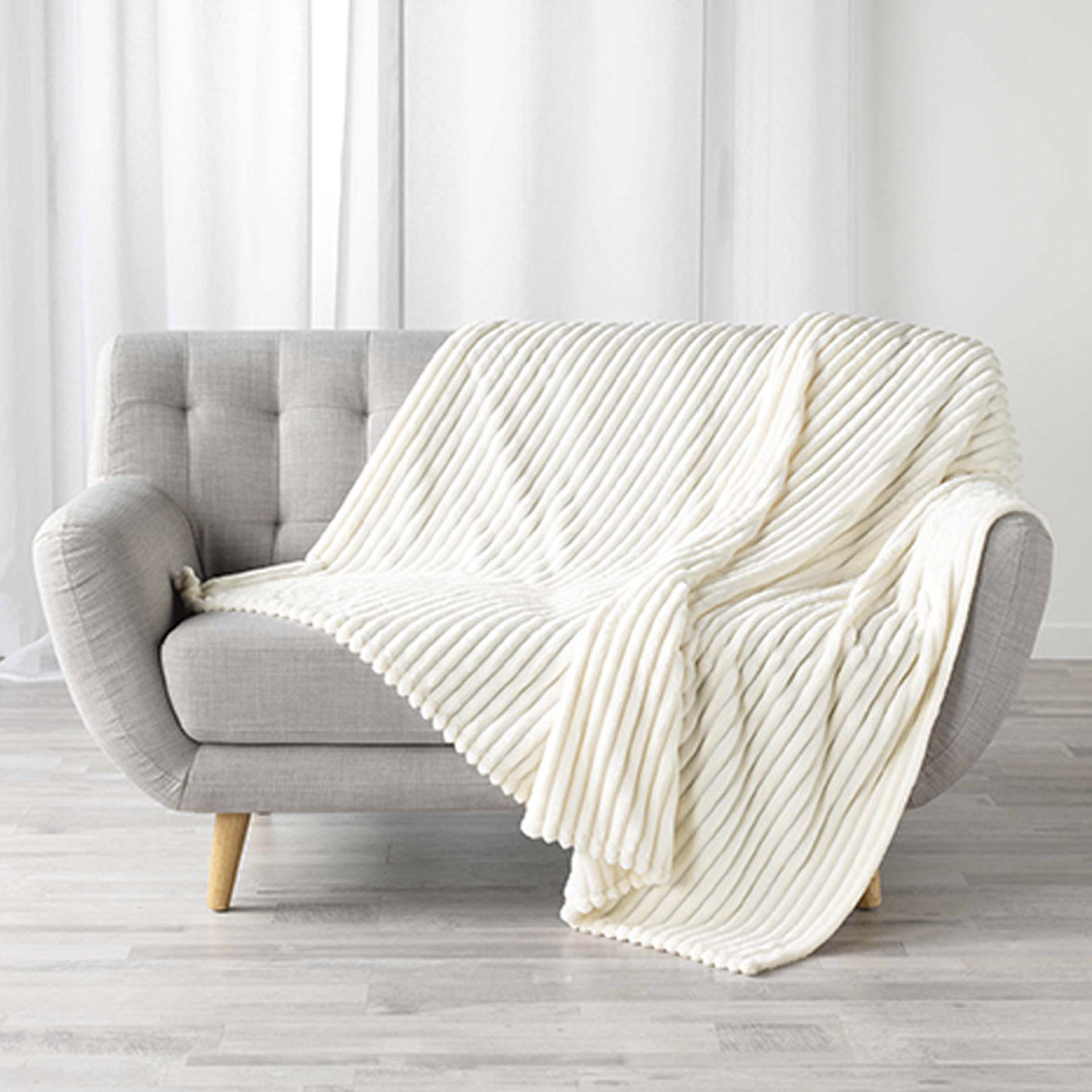 Manta Escocesa Flanela Jacquard Lisa Kalie Natural