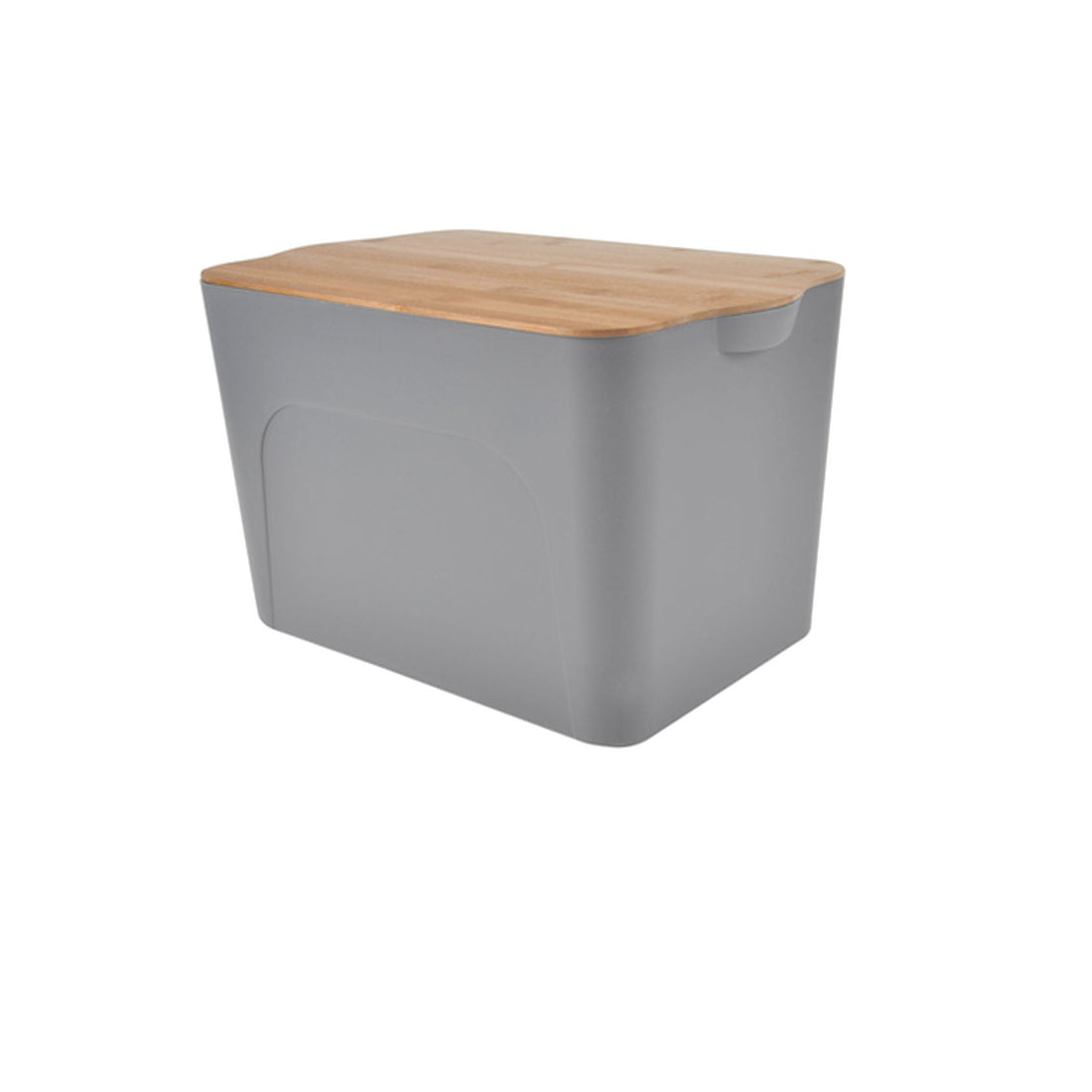 Caixa Arrumação Plástico Antracite Tampa Bambu 26 L