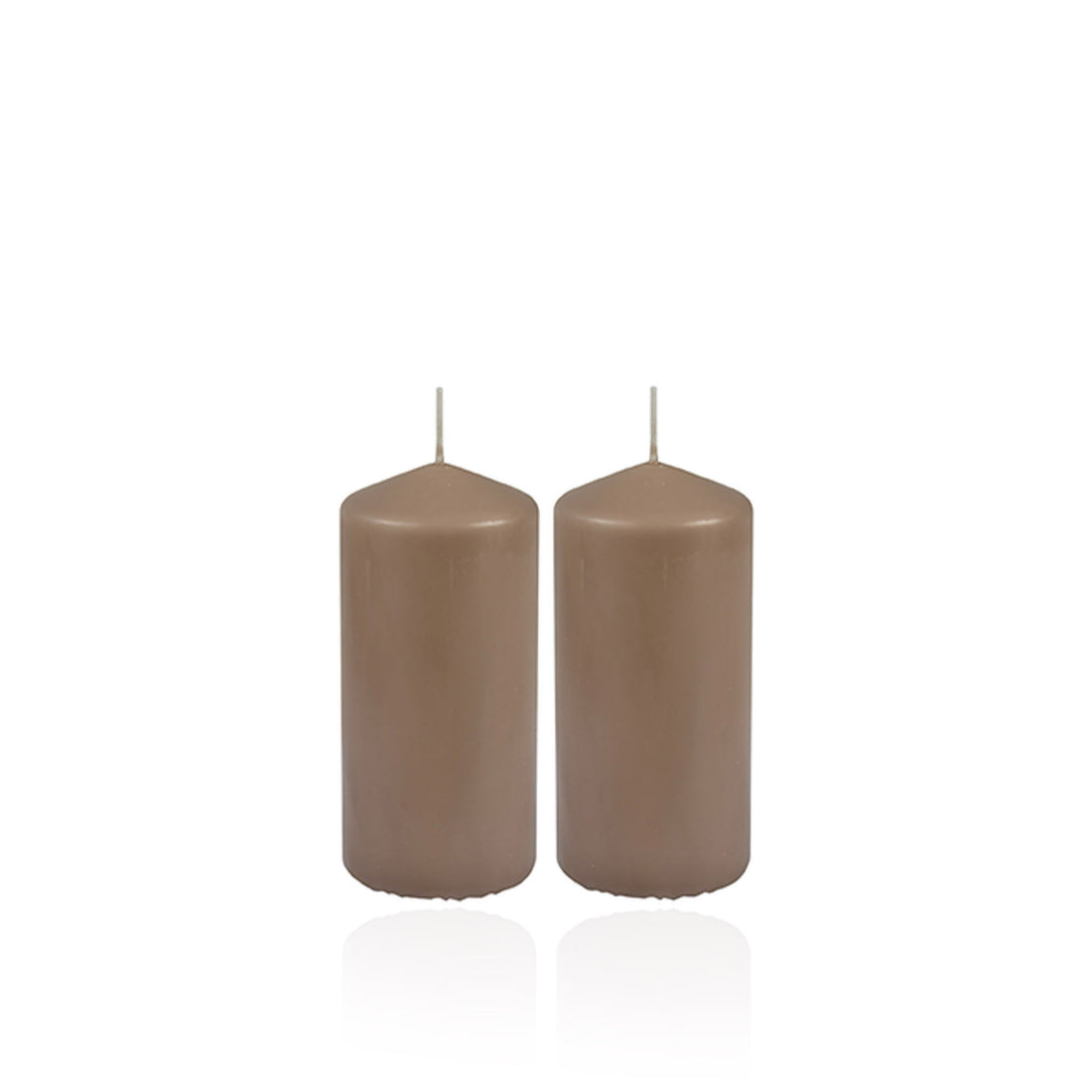 Set de 2 Velas Columna Essentiel Taupe 10 cm