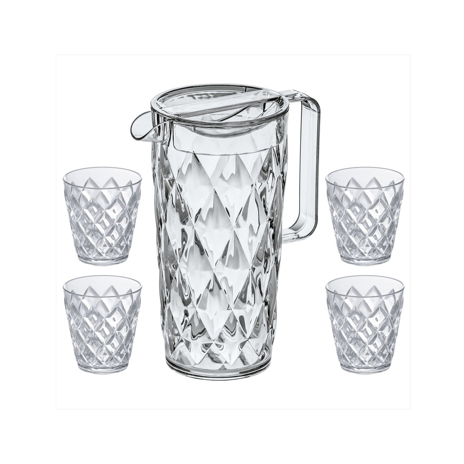 Jarra 1.6 L + 4 Vasos Transparentes