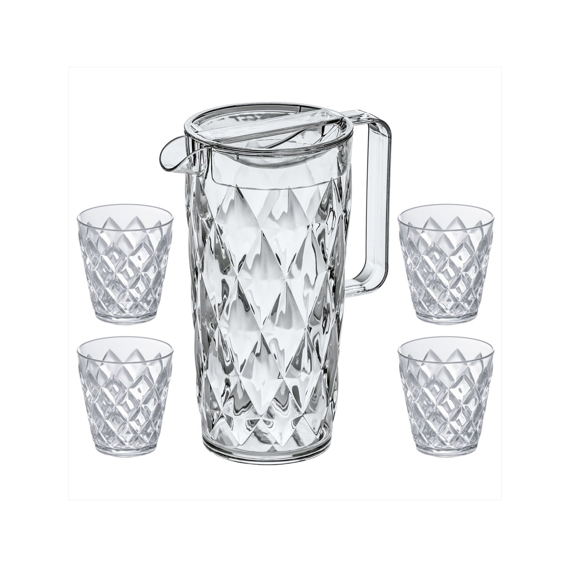 Jarra 1.6 L + 4 Vasos Transparentes