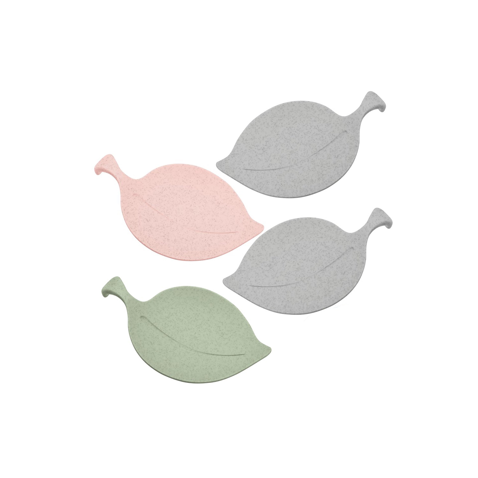 Conjunto 4 taças multi-usos em forma de folha rosa/cinza/verde Leaf-On