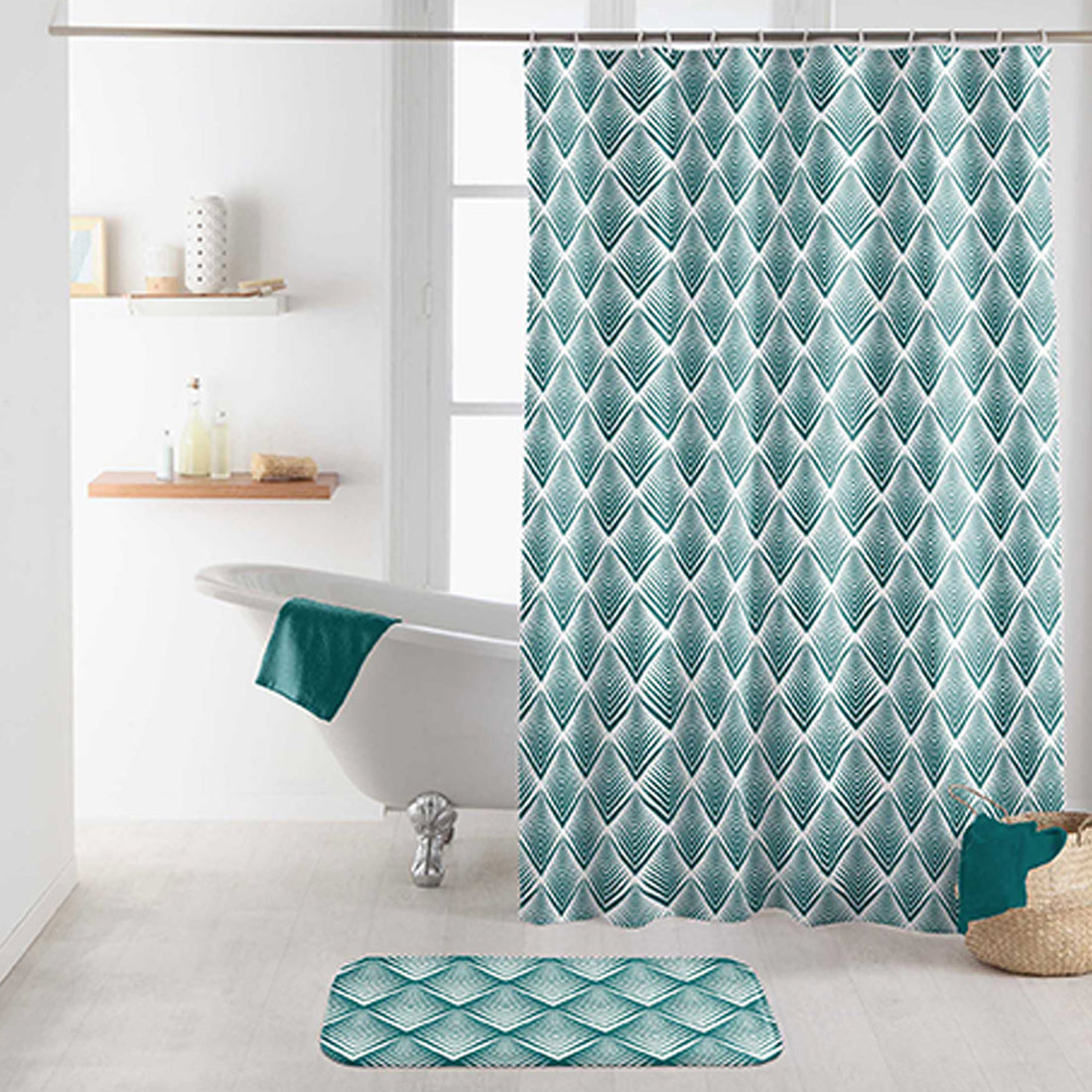 Cortina de Duche com Ganchos Poliéster Estampado Blueart