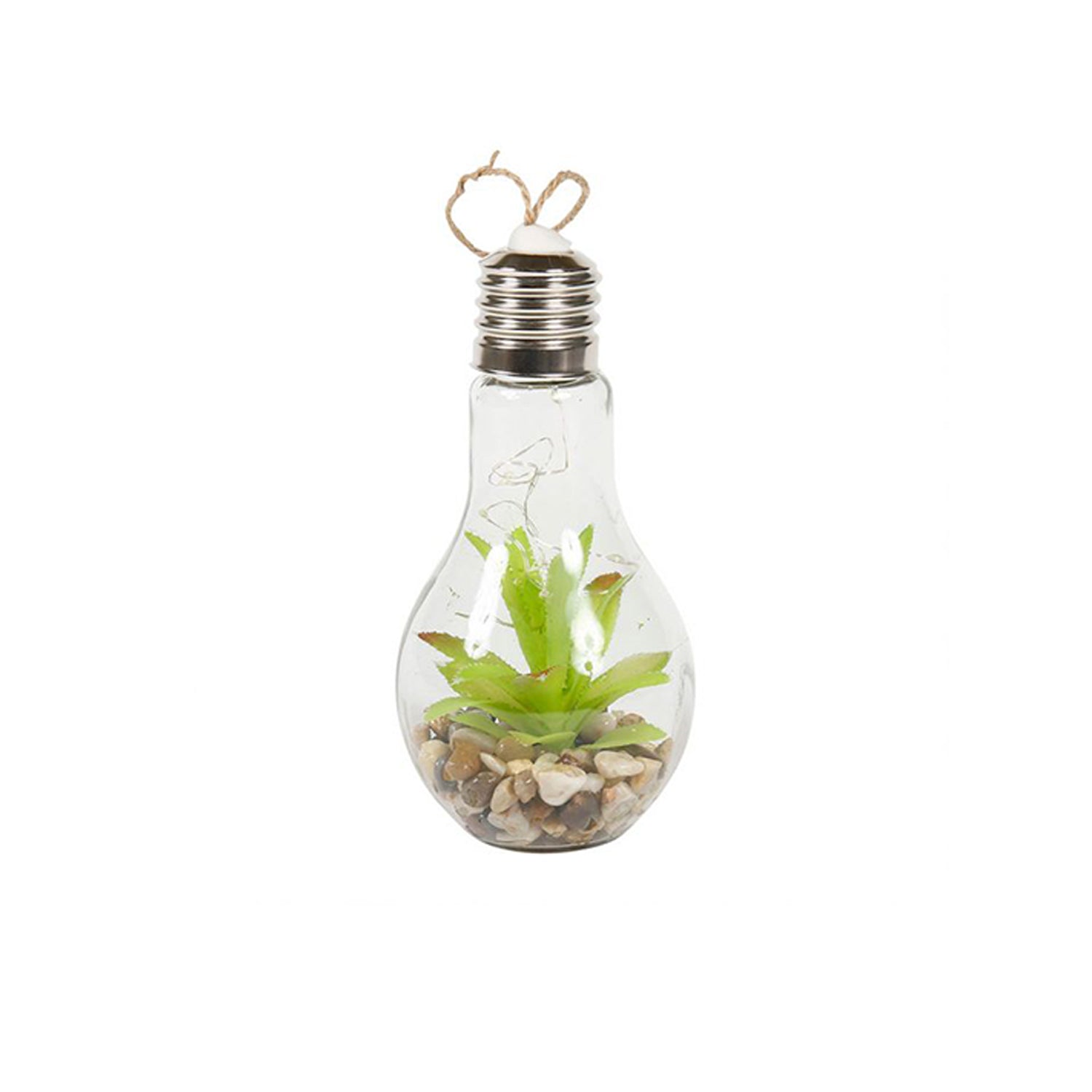 Decoração de Luz LED Vidro com Planta Artificial