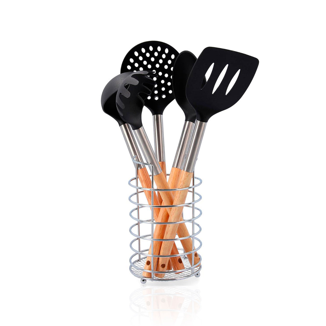 Conjunto 5 Utensílios Cozinha com Cesto Baobab