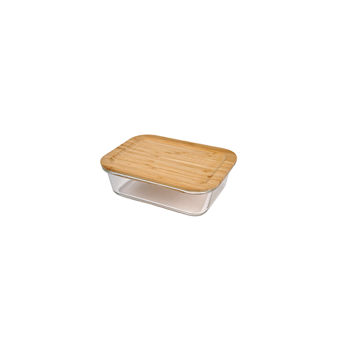 Caixa para Guardar Alimentos Rectangular Vidro Tampa Bambu 370 ml