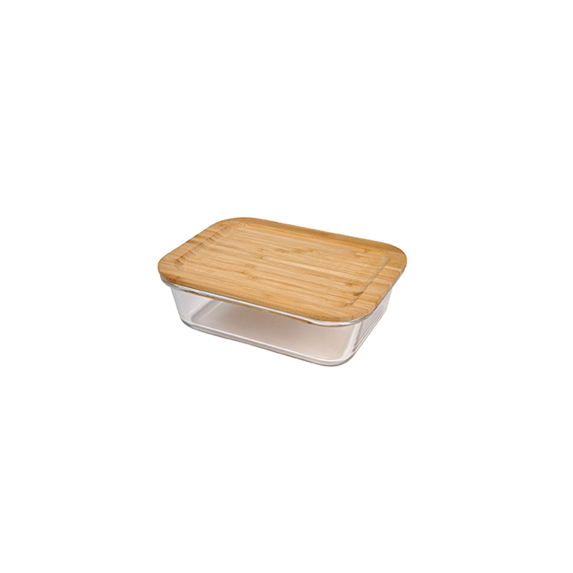 Caixa para Guardar Alimentos Rectangular Vidro Tampa Bambu 1040 ml