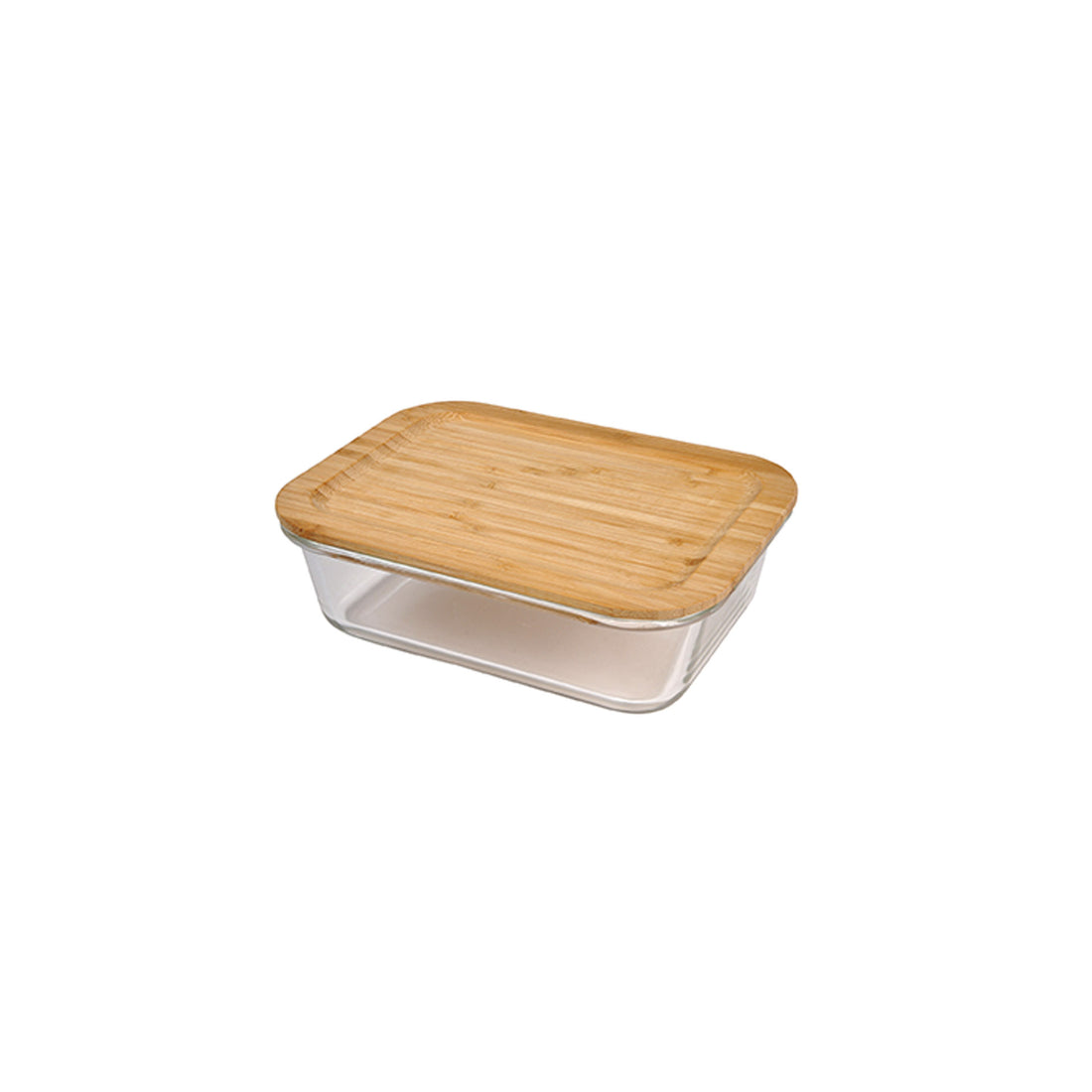 Caixa para Guardar Alimentos Rectangular Vidro Tampa Bambu 1520 ml