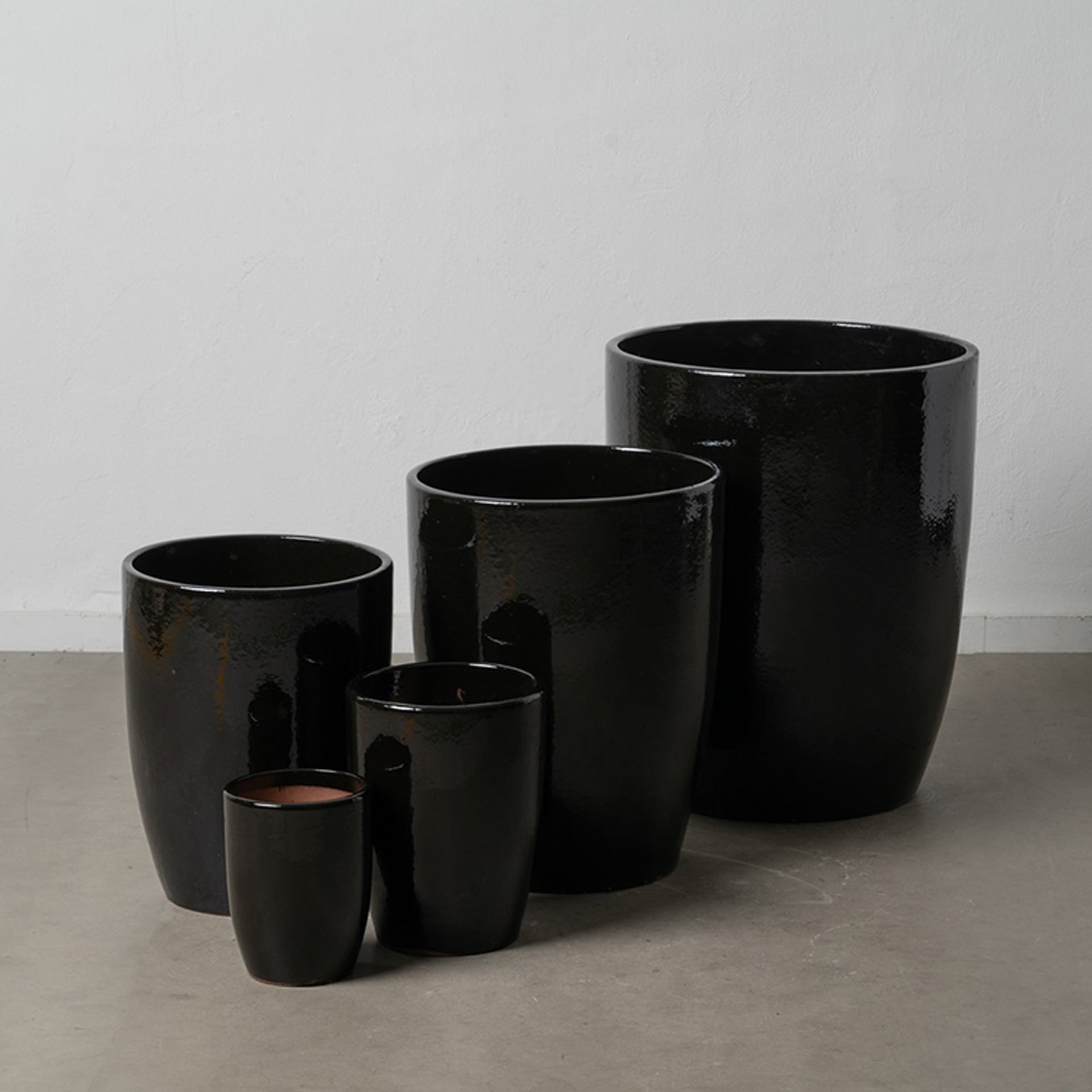 Conjunto 5 Vasos Cerâmica Preto