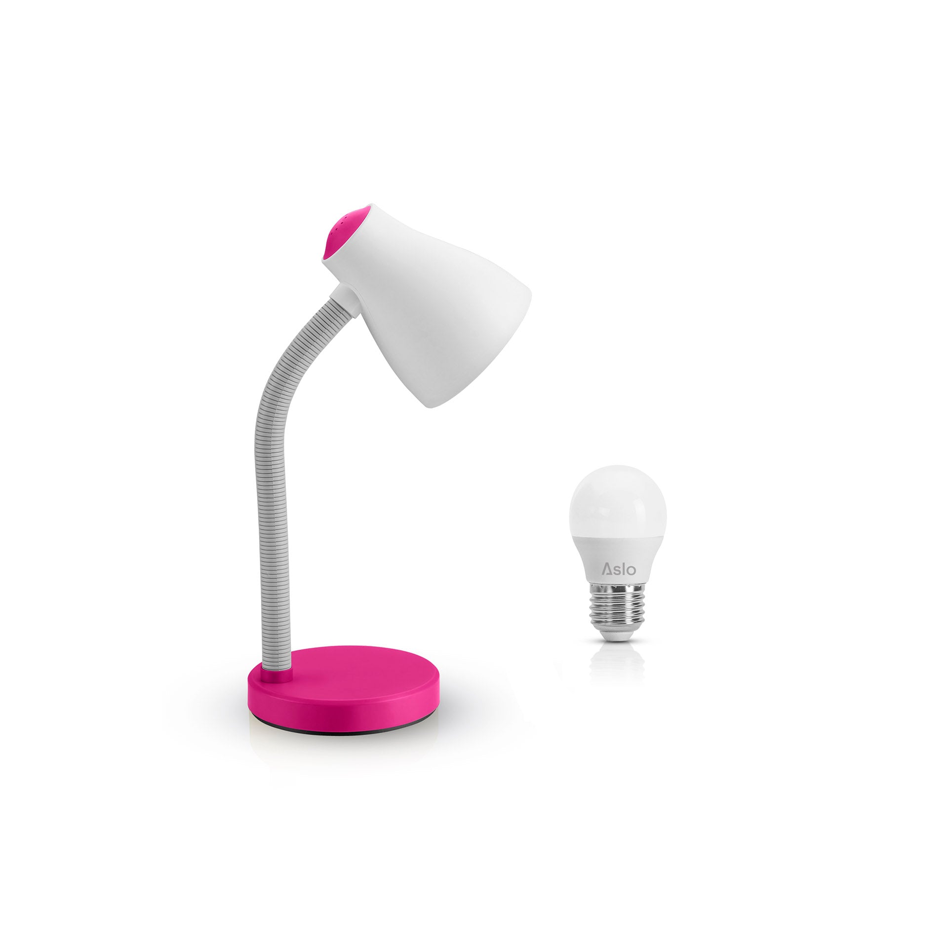 Candeeiro Secretária Rosa E27 15W com Lâmpada Led Esf E27 5W