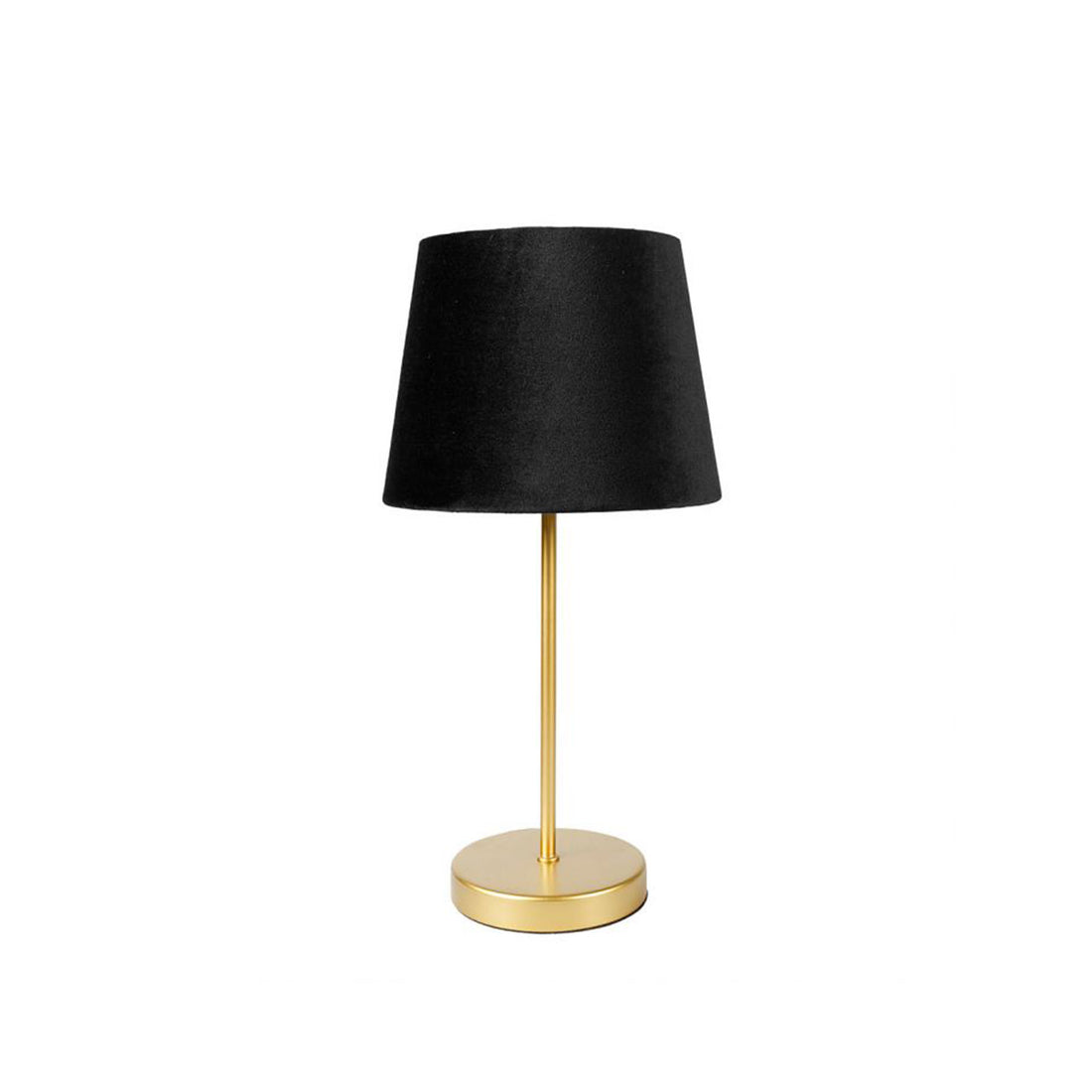 Candeeiro de Mesa com Pé Metal Dourado Abajur Preto