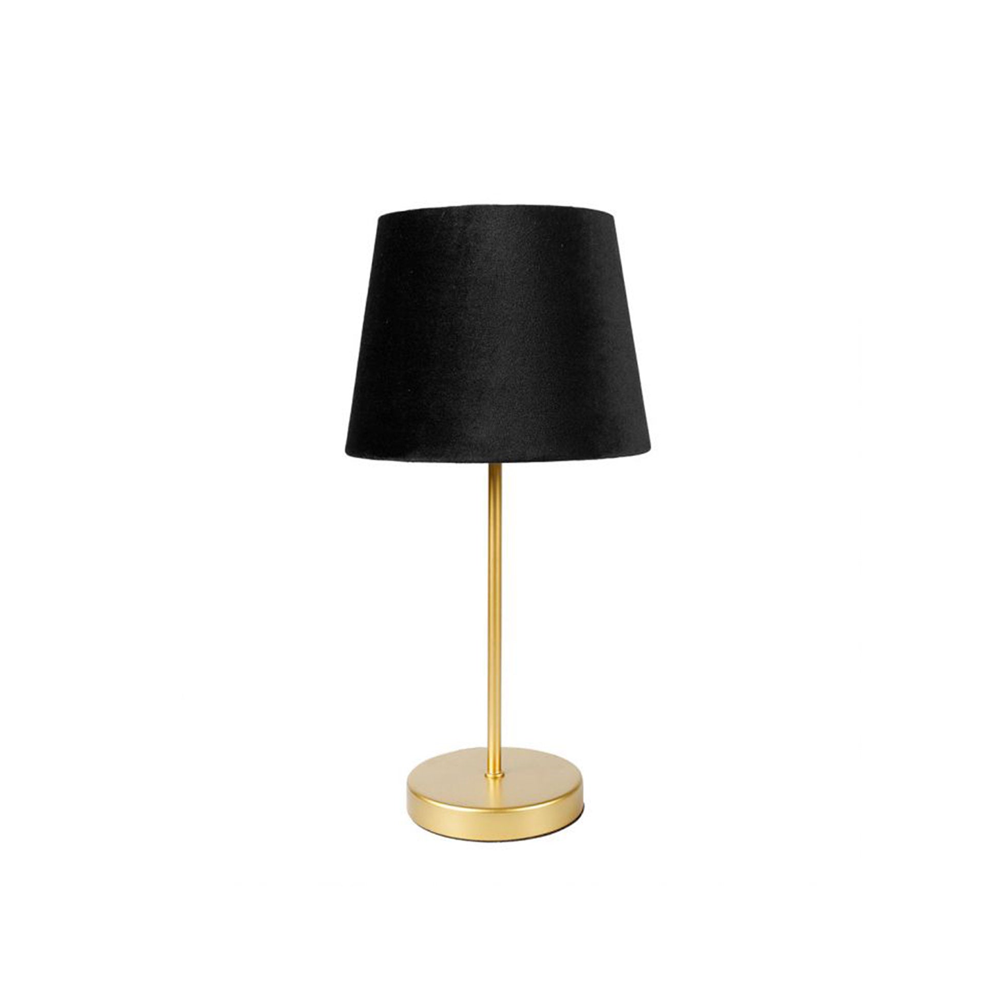 Candeeiro de Mesa com Pé Metal Dourado Abajur Preto