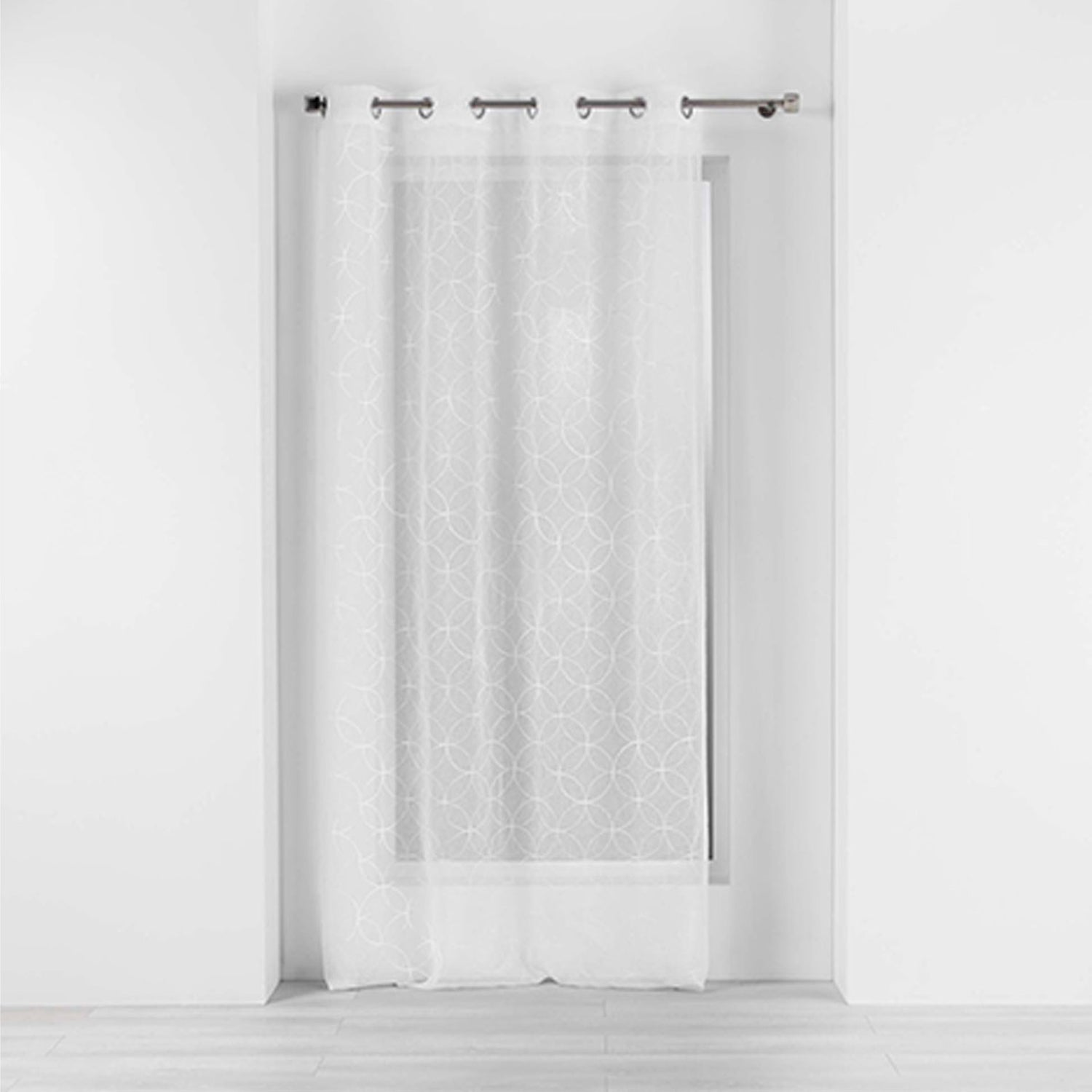 Cortina com Ilhós Voile Bordado Olympia Branco