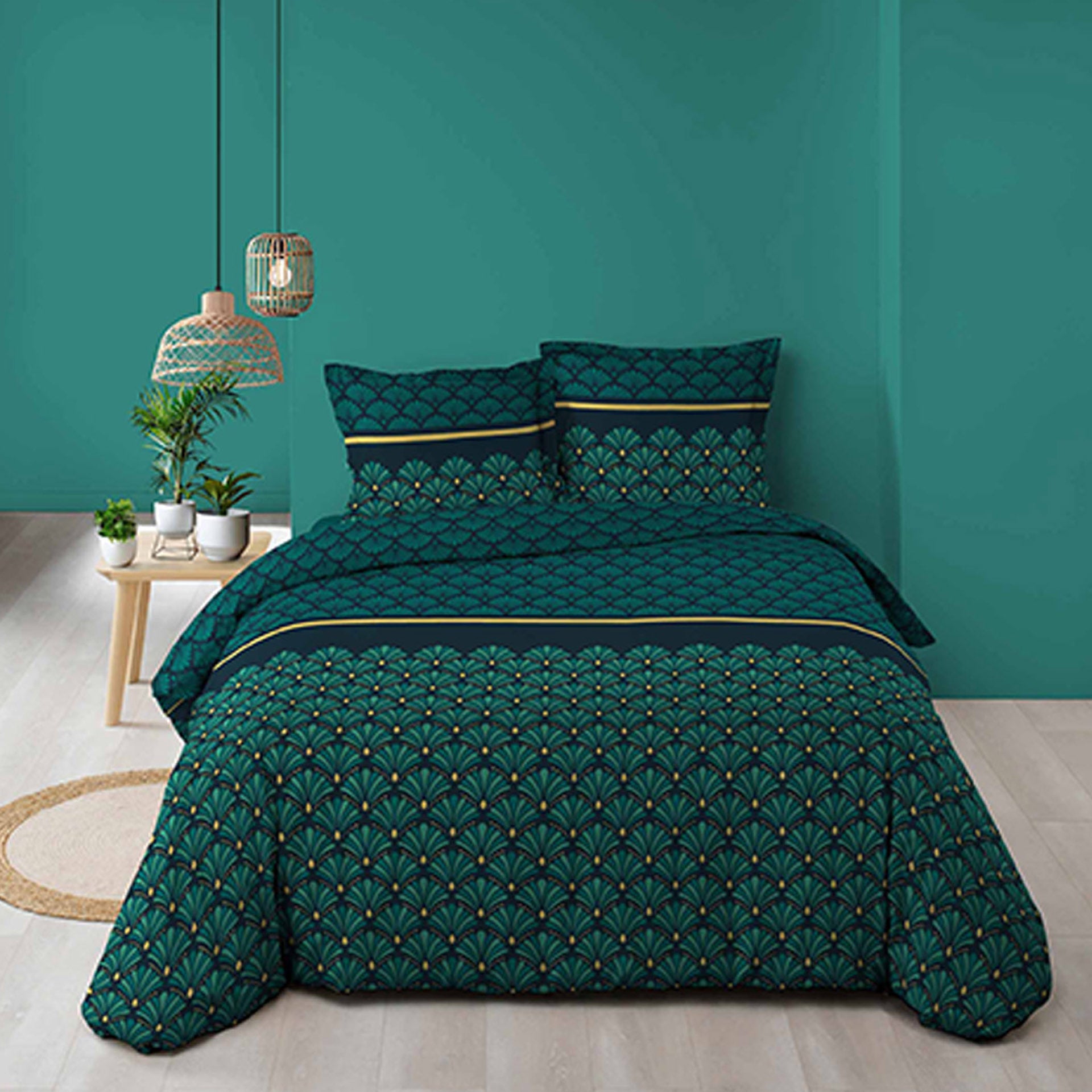 Jogo Cama 3 Peças Estampado Metalizado Allover Artchic Azul