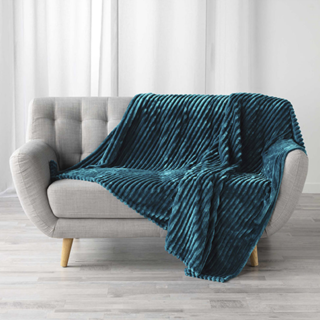 Manta Escocesa Flanela Jacquard Lisa Kalie Azul