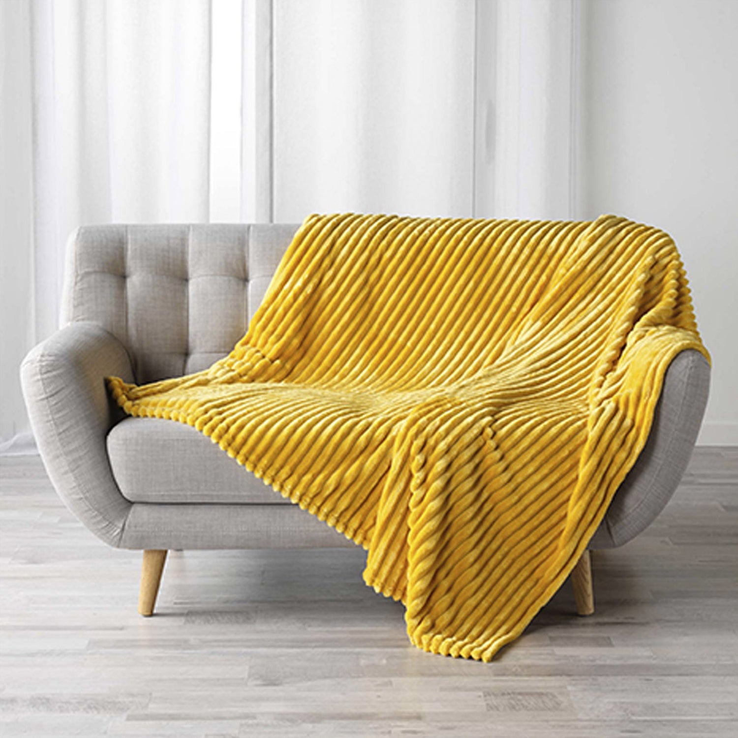 Manta Escocesa Flanela Jacquard Lisa Kalie Amarelo